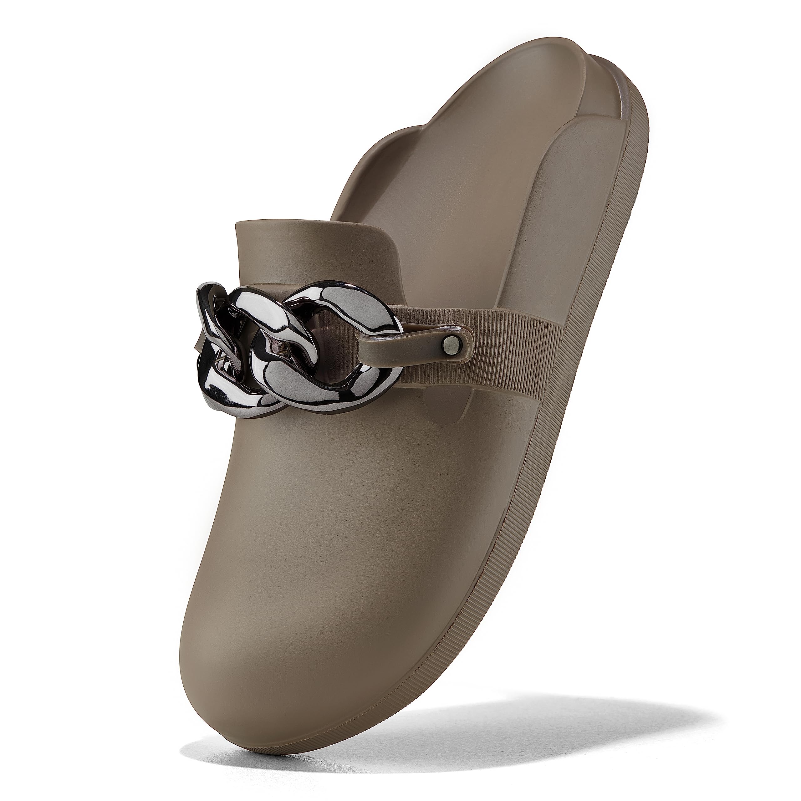 EVA WALK - Carmela - Women Boston Clogs - Fashion Women's Mules & Clogs - Lightweight Comfortable Clogs for a Daily use, Beige, 6 Women/4 Men