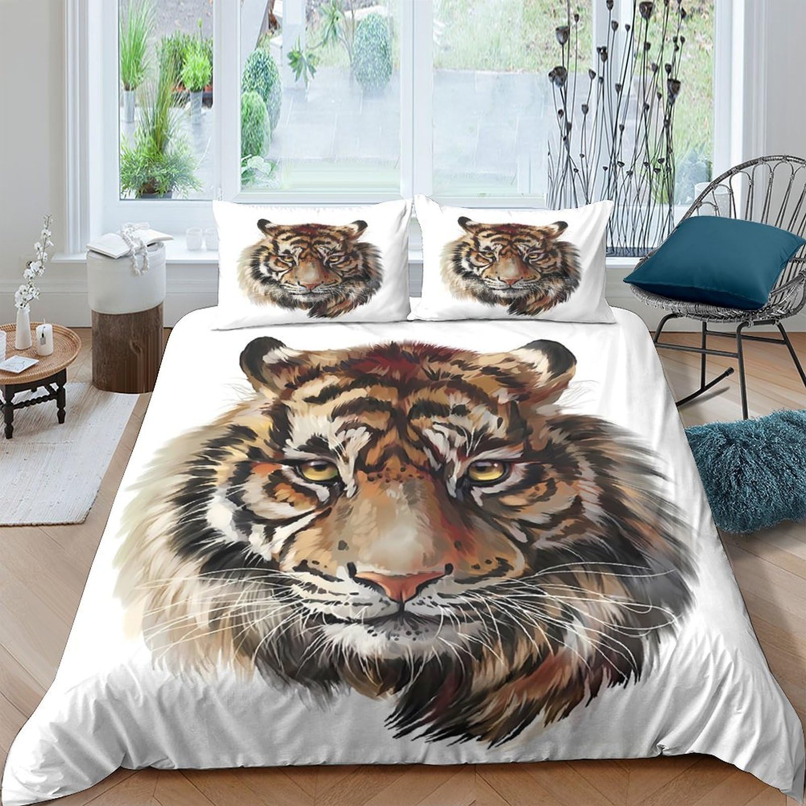 Ctjqhvkz Style-7 3D Printed Realistic Tiger Fitted Sheet Microfiber Soft Breathable Wild Animal Mattress Cover For Bedroom Guest Room Decor Single（135X200cm）