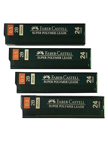Faber-Castell 0.5mm 2B Mechanical Pencil Refills (96 Leads, 4 Tubes of 24 Leads Each)
