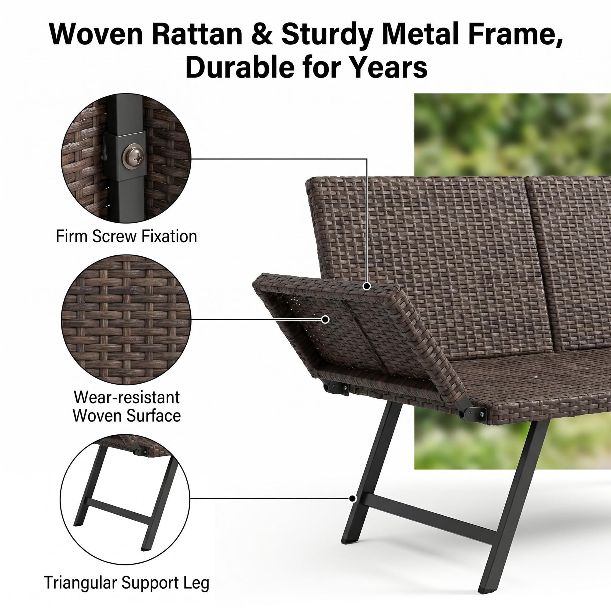 Fiutazge Polyrattan Loungesofa 2 Personen Kissen,Outdoor Daybed Gartenliege mit Verstellbare Armlehnen,Sitzbank mit Schlaffunktion,Gartenbett Balkonmöbel Set für Garten Terrasse-Grau