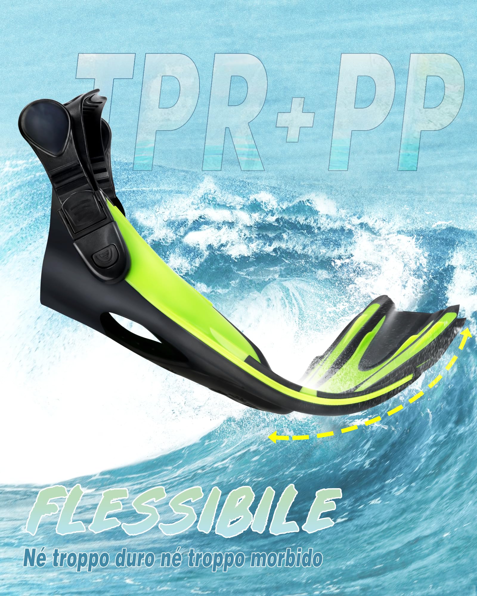 Hikeen Pinne Regolabili, Pinne Corte per Adulti e Bambini, Pinne da Piscina Unisex a Tallone Aperto, Pinne per Snorkeling Leggere con Sacca in Rete