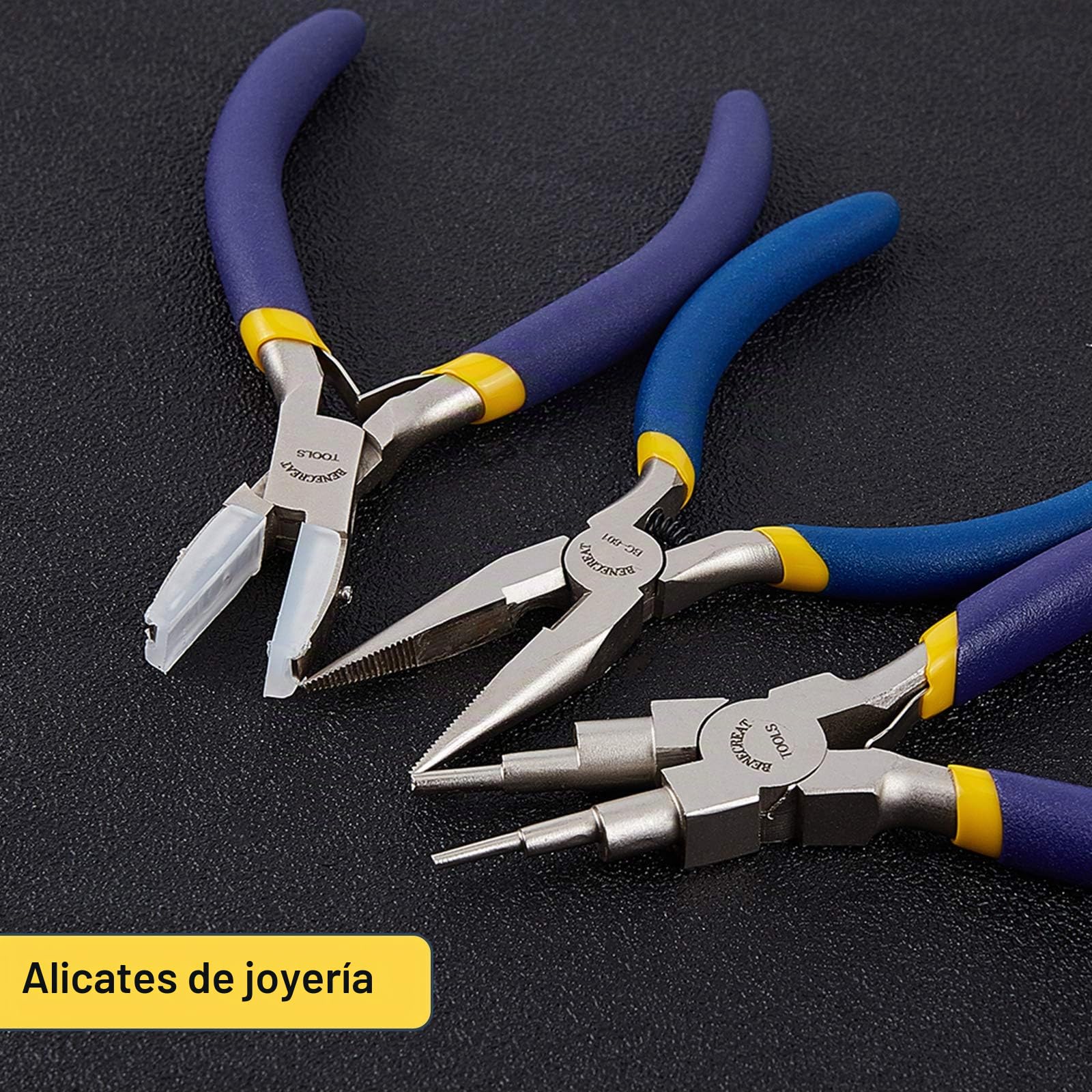 BENECREAT 3 Piezas Alicates para Joyería, 6 en 1 Alicate para Hacer Bucles, Alicates Dobles para Joyería de Nailon y Alicate con Punta de Cadena para Fabricación de Bisutería