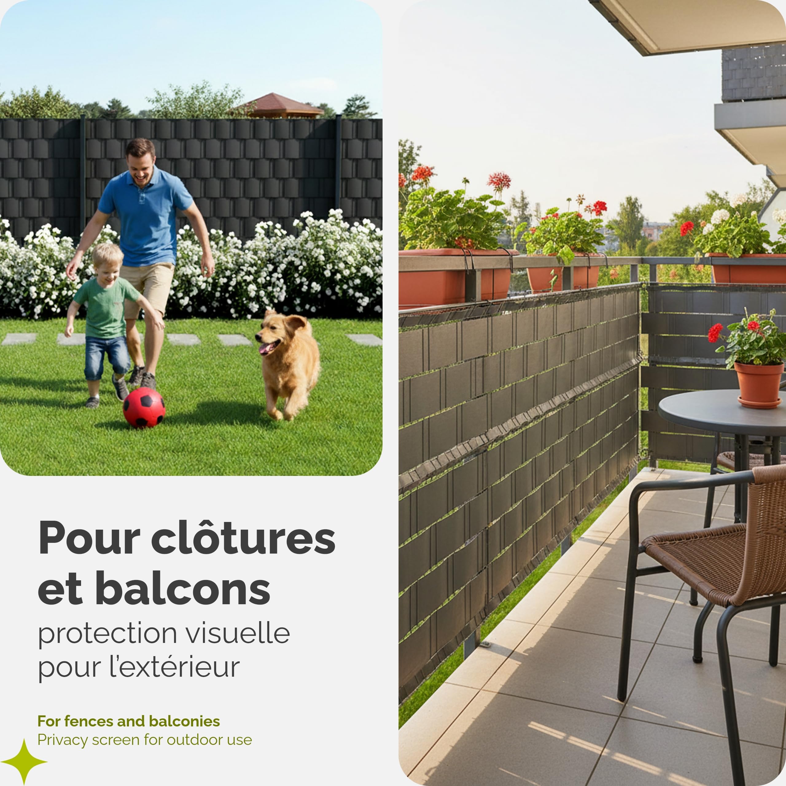 Garronda Brise Vue Jardin Balcon PVC 19 cm Rouleau 70 m 450 g/m² GD-0173 | Bandes Occultantes pour Clôture Extérieure, avec 50 Clips, Compatible Panneaux Double Fil et Garde-Corps, Anthracite RAL7016