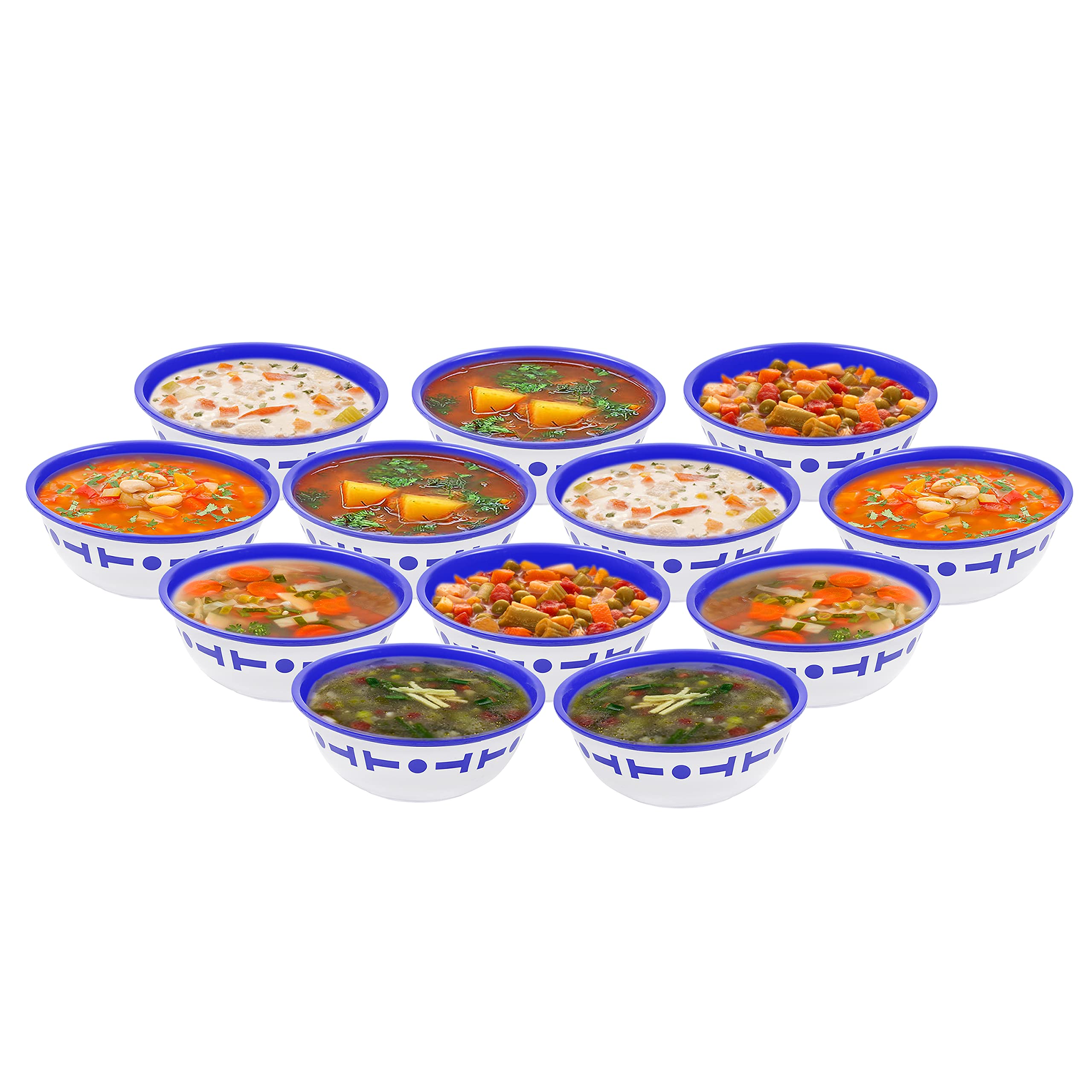 Simparte Round Printed Big Plastic Bowls Perfect for Desserts Cereals Pudding Chutneys BPA Free Dishwasher Safe Microwave Safe Bowl(300 ml, Set of 12, Blue) (B09M3F52DB) Amazon Price History, Amazon Price Tracker