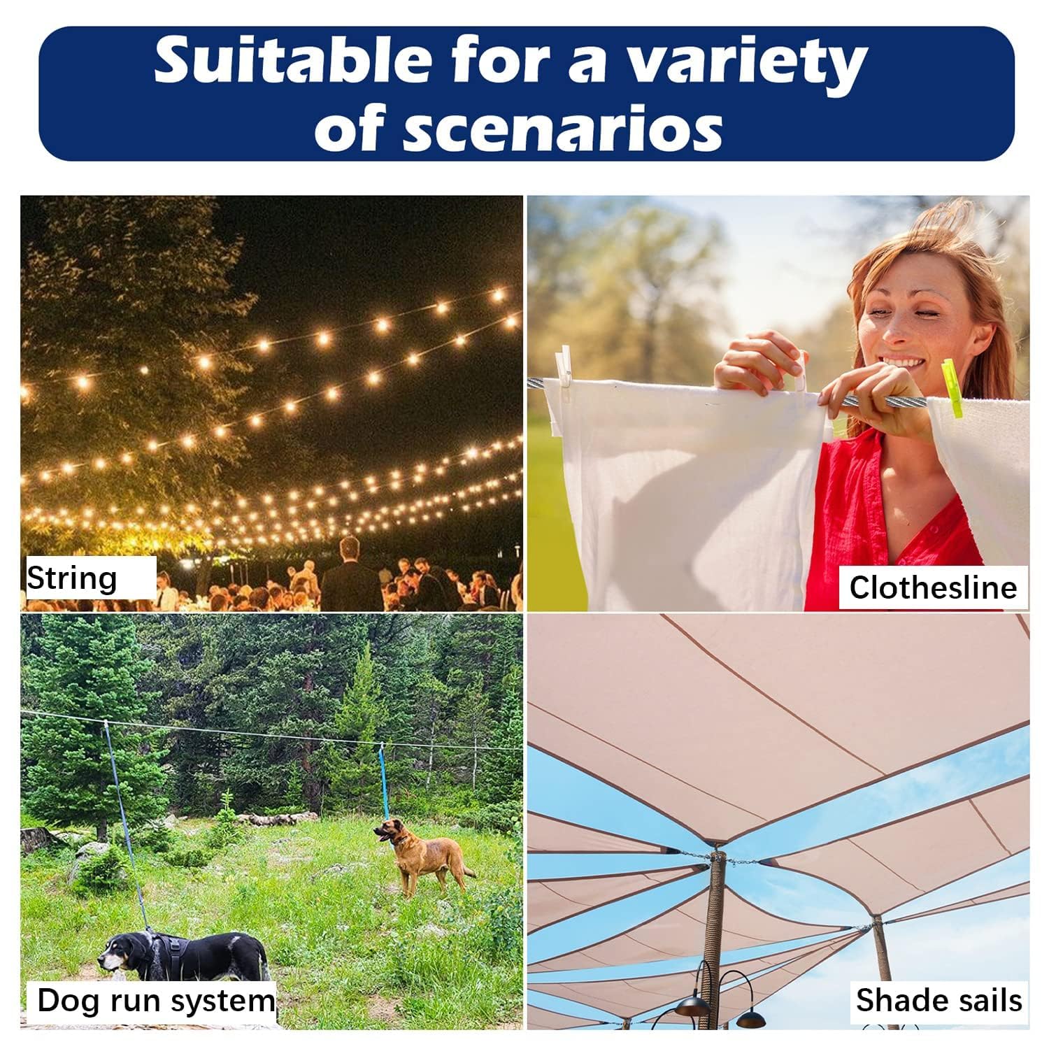 4 Pack Turnbuckle 1/4 M6 304 Stainless Steel Turnbuckle, 1600 lbs Working Load Limit, Jaw and Jaw Turnbuckles for Cables Wire Tensioner, Turnbuckle for Shade Sail, Clotheslines, String Lights - Image 7