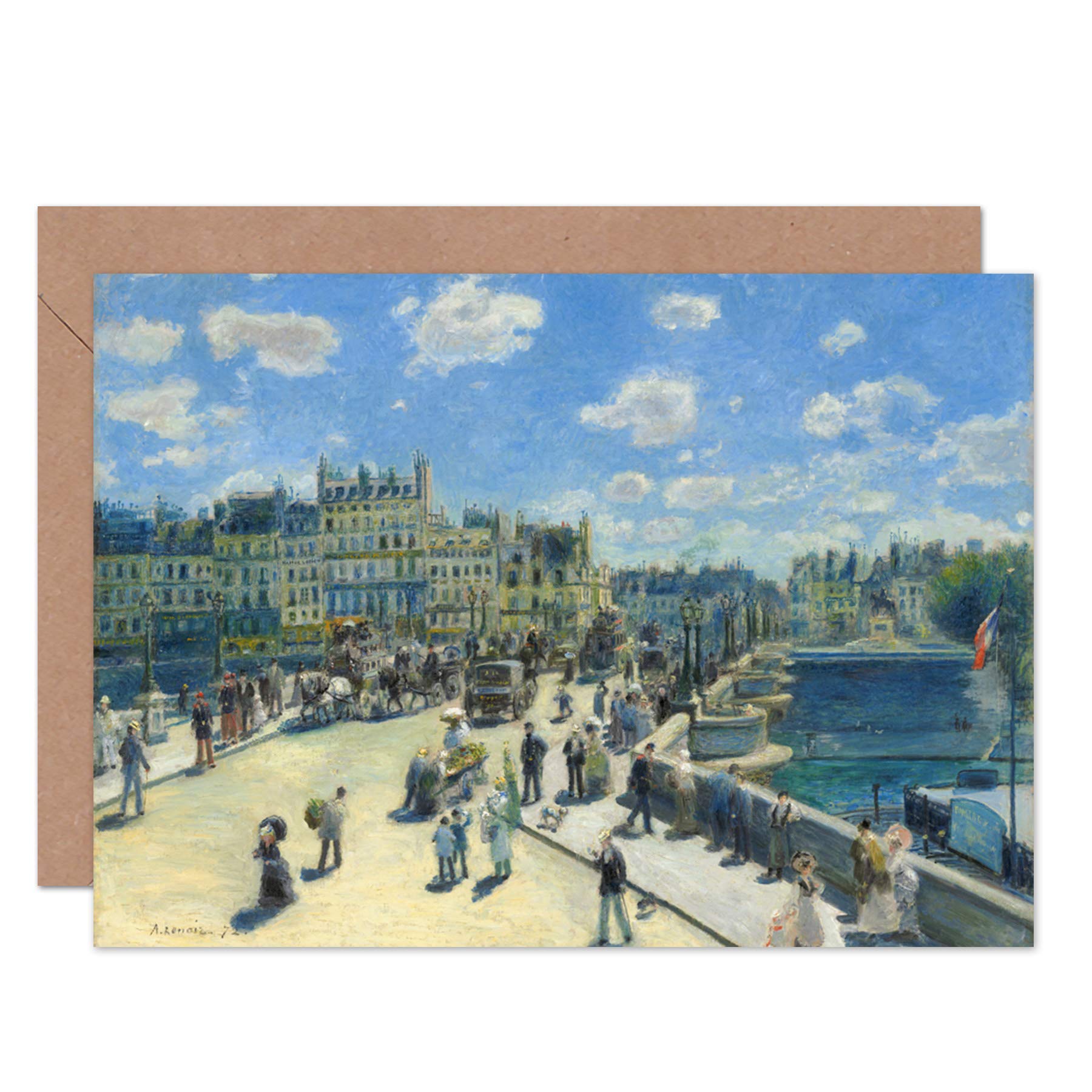 Artery8 Renoir Pont Neuf Paris Fine Art Greeting Card Plus Envelope Blank Inside