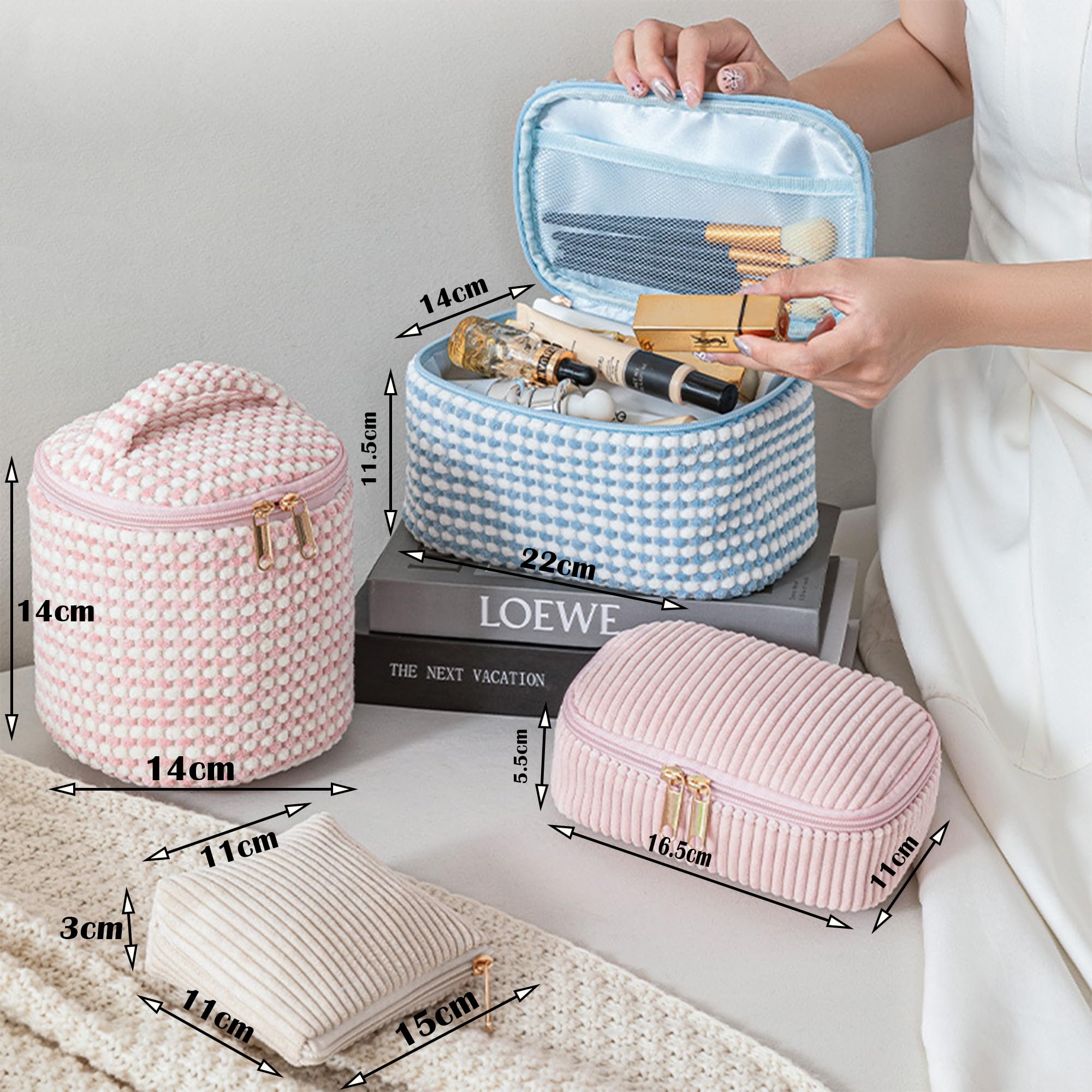 Beauty case con chiusura lampo, 4 pezzi, beauty case portatile, 4 misure, multifunzionale, da donna, grande capacità, organizer per trucchi da viaggio, Fstw, 1