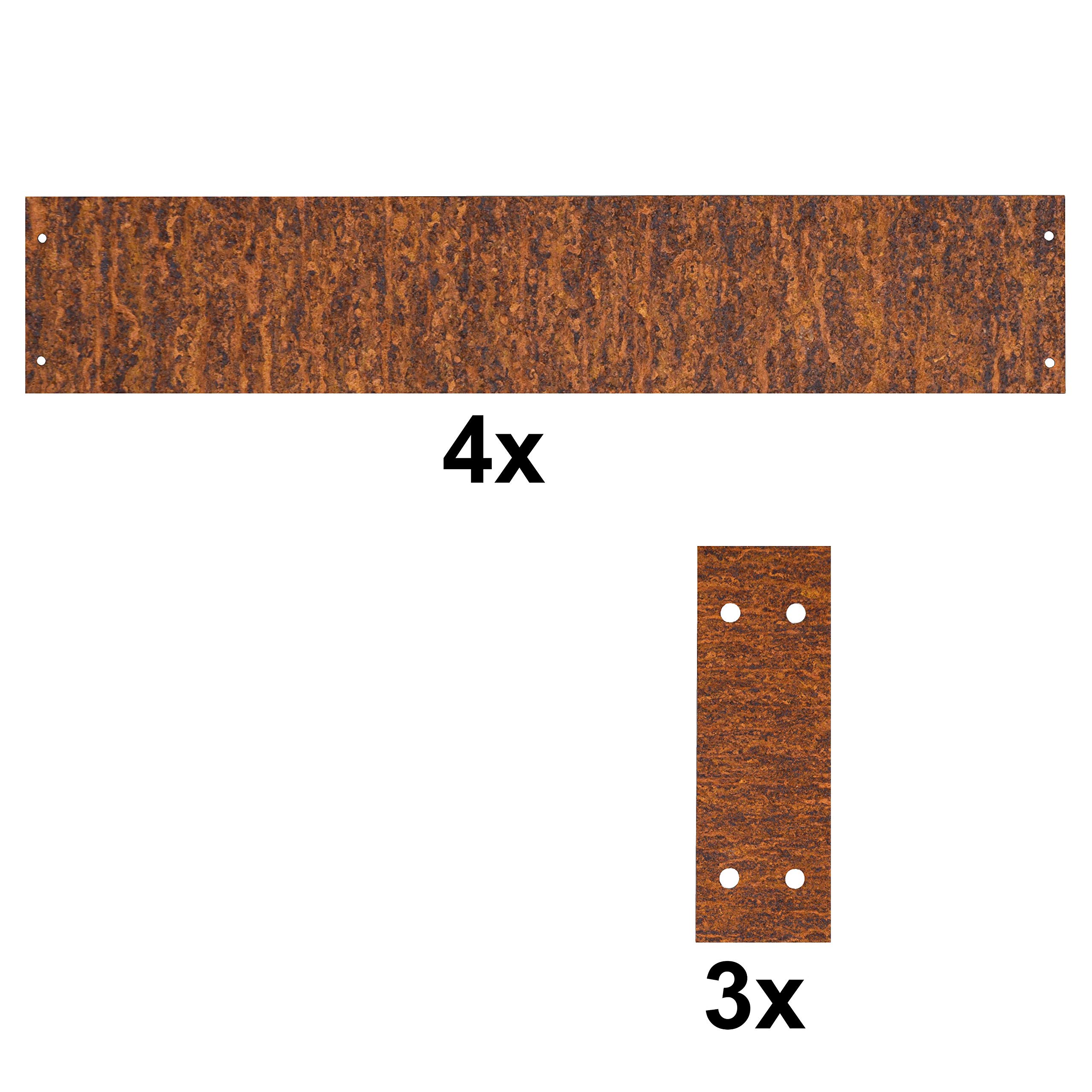 Estexo, 4 bordure per prato in acciaio Corten, 100 cm, con 3 connettori e viti per il fissaggio