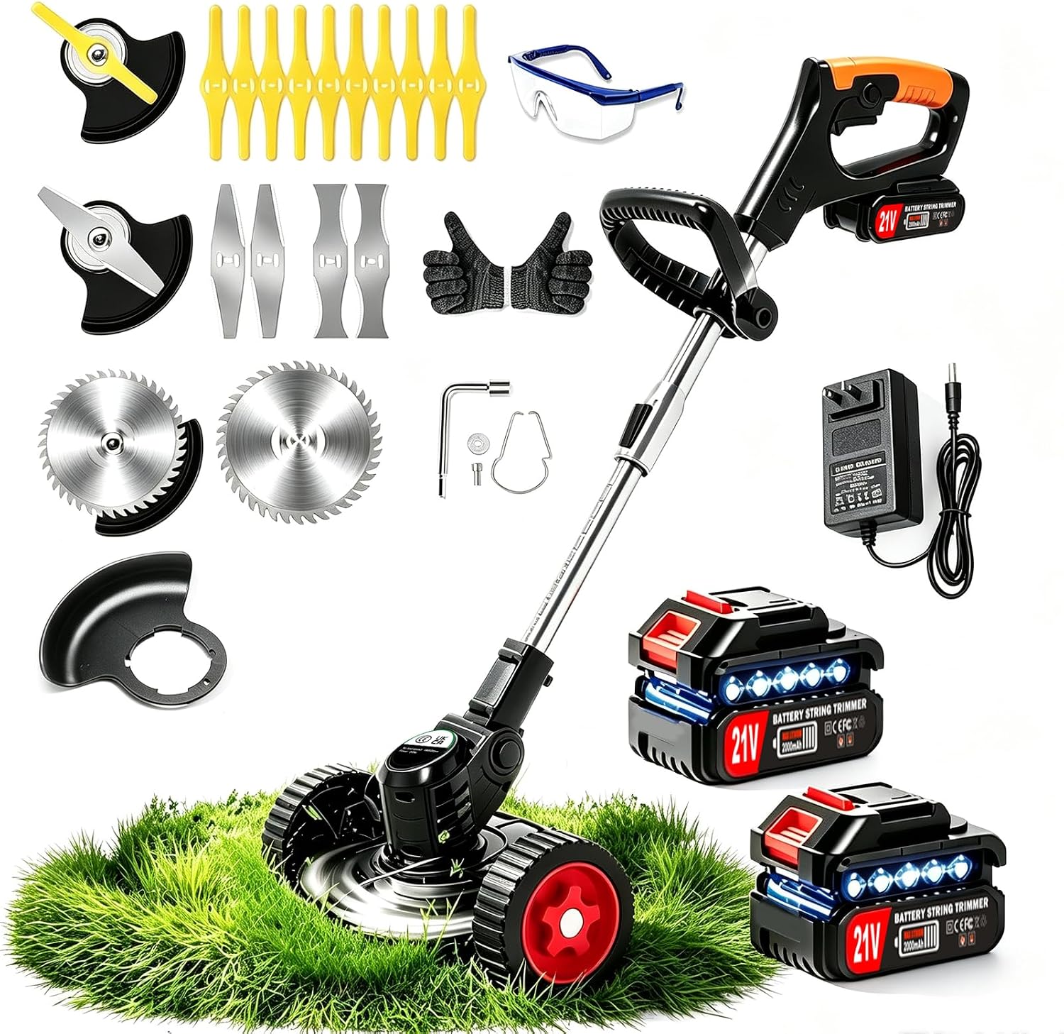 21V Electric Weed Wacker, Cordless Weed Eater Battery Powered
