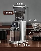 Vista 8 de AMZCHEF Coffee Grinder, Burr Coffee Bean Grinder for Home Use with 48 Precise Grind Settings, Detachable Funnel Stand for Espresso, LED Control