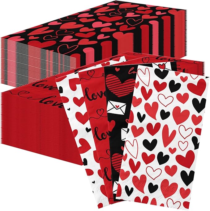 Amazon.com: 40Pcs Valentine's Day Paper Napkins Valentine Guest Napkins ...