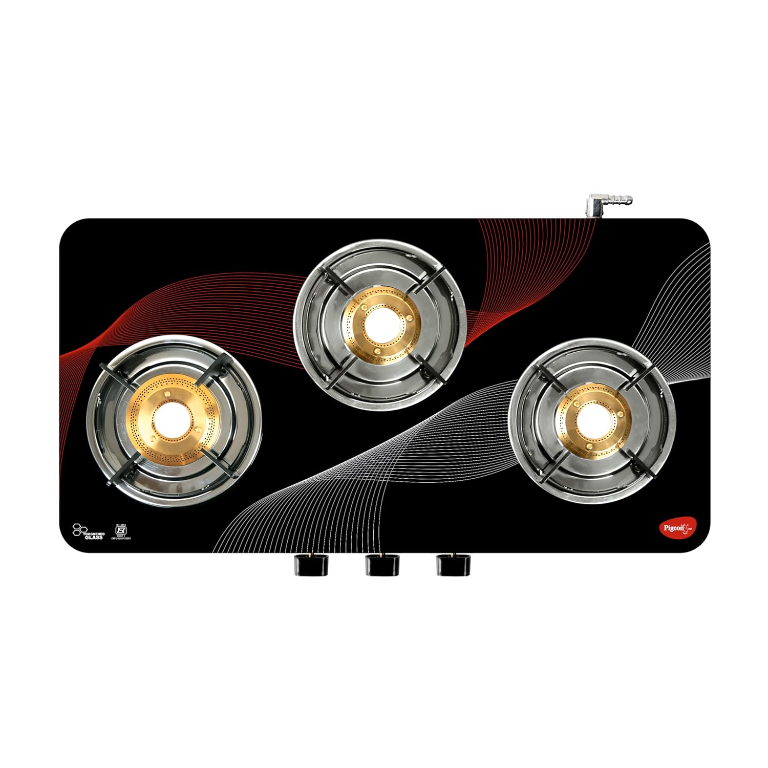 Pigeon Cosmic 4 Burner Glass Cooktop | SABAF Valves and Burners | 7 Year Warranty | Rust Proof Ultra - Slim Body