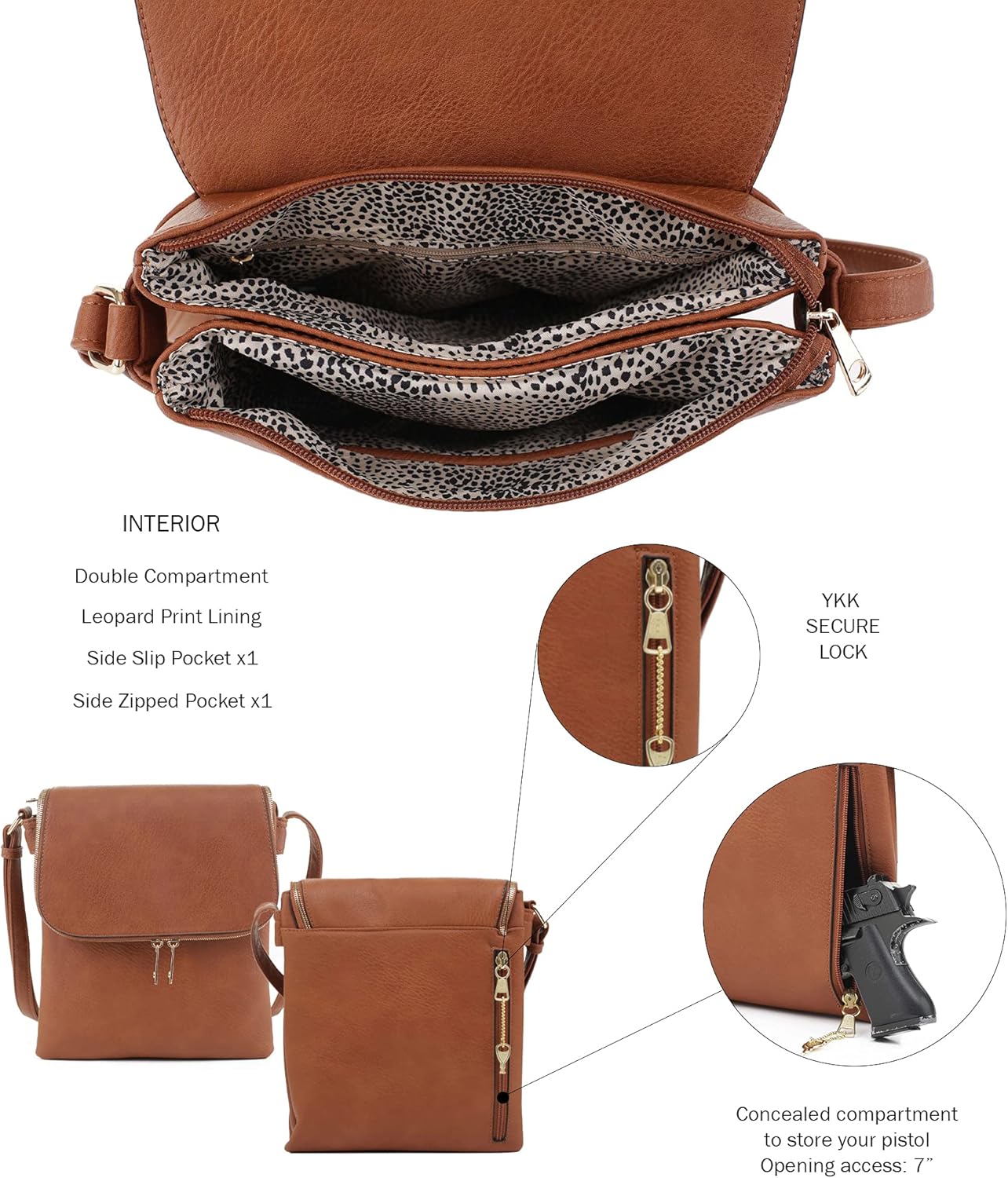JESSIE & JAMES Cheyanne Concealed Carry Crossbody Bag with Lock and Key - Image 5