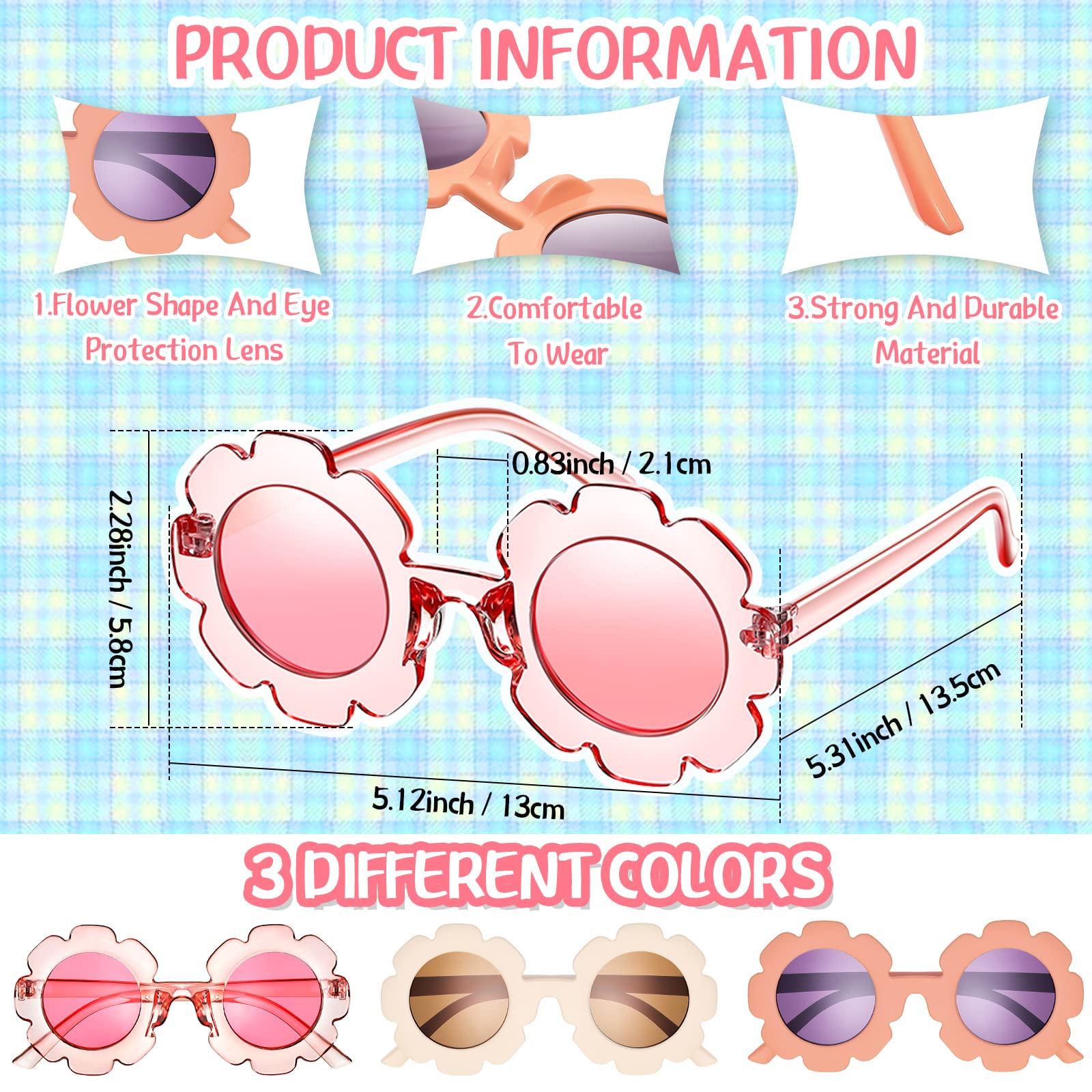 Zhengmy 9 Pairs Kids Sunglasses Round Flower Heart Shaped Sunglasses for Toddler Girl Boy Cute Glasses Party(Lovely Color)