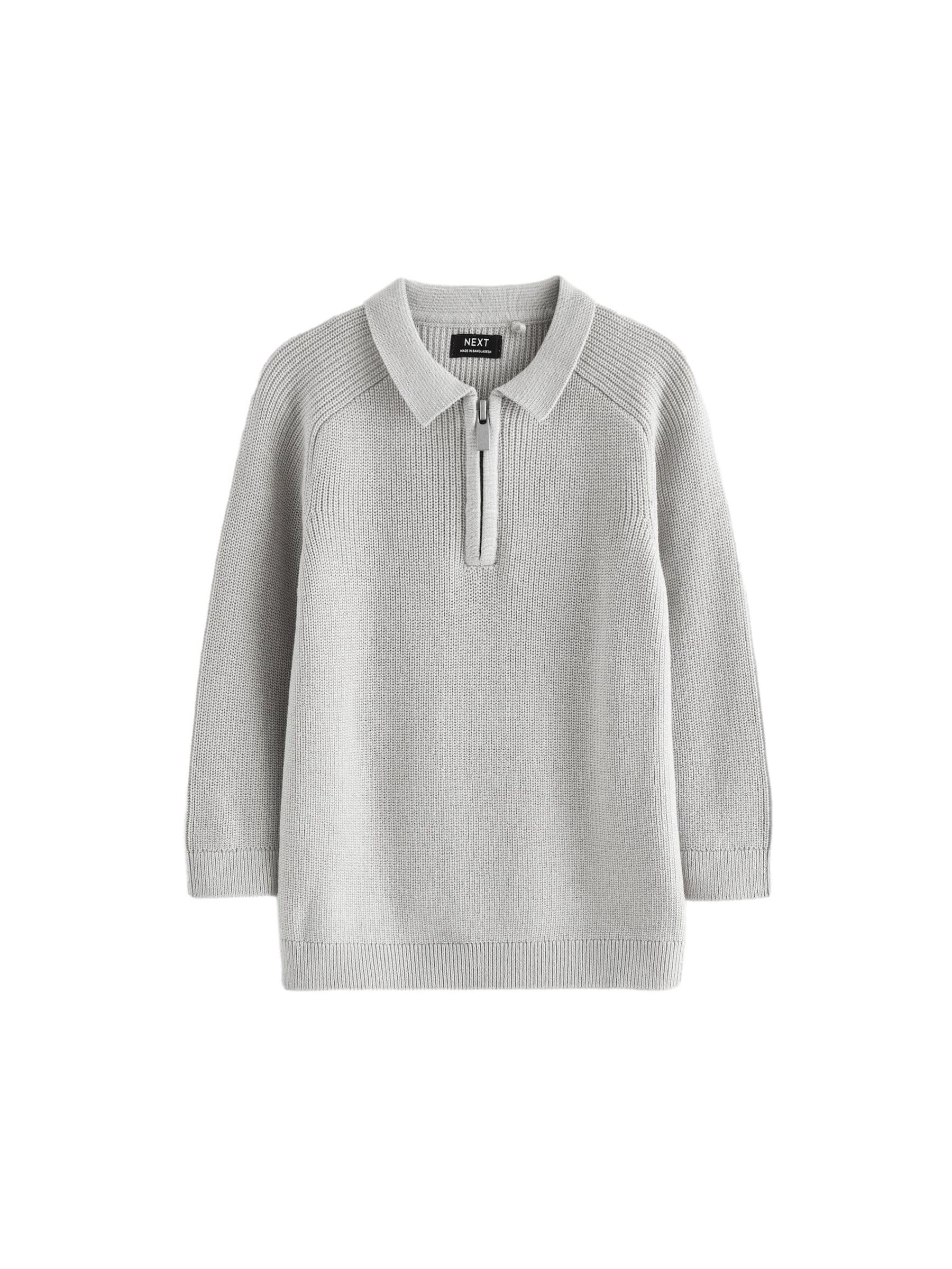 NEXT Jungen Standard Strick-Poloshirt mit Langen Ärmeln und RV-Kragen 62-122