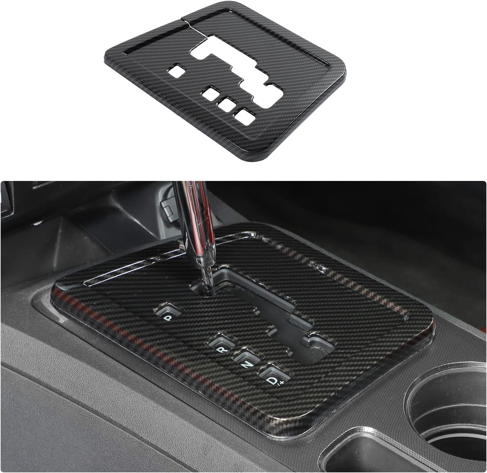 CheroCar for Dodge Challenger Central Control Gear Shift Panel Cover Trim Interior Accessories for 2009-2014 Dodge Challenger (Carbon Fiber)