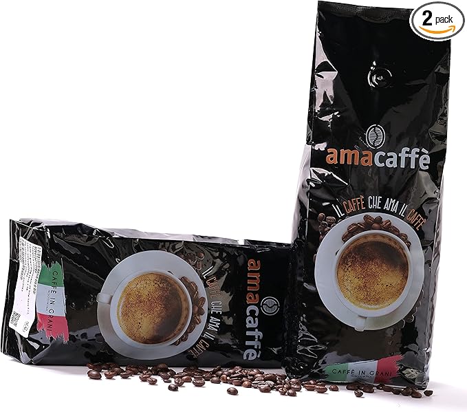title=Ama Caffè– Caffè in Grani Arabica e Robusta, l’Espresso Cremoso del Bar (2 KG)