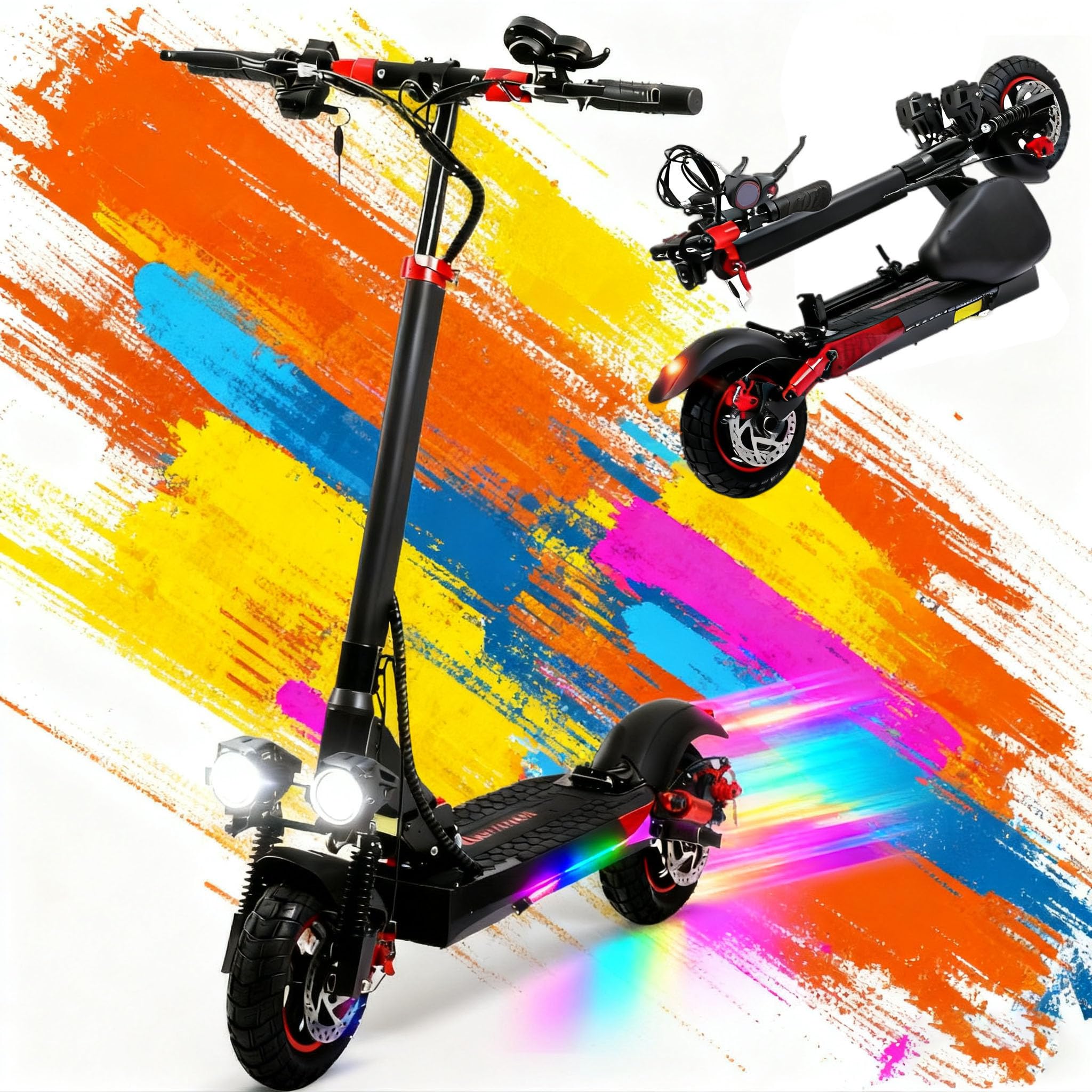 Patinete Eléctrico Adultos, Batería 48V 18Ah, Autonomía 50-55 km,Scooter eléctrico Plegable con un Potente Motor de 800w, Llantas de Off - Road de 10", Frenado Dual, IP54,Regalo de Cumpleaños