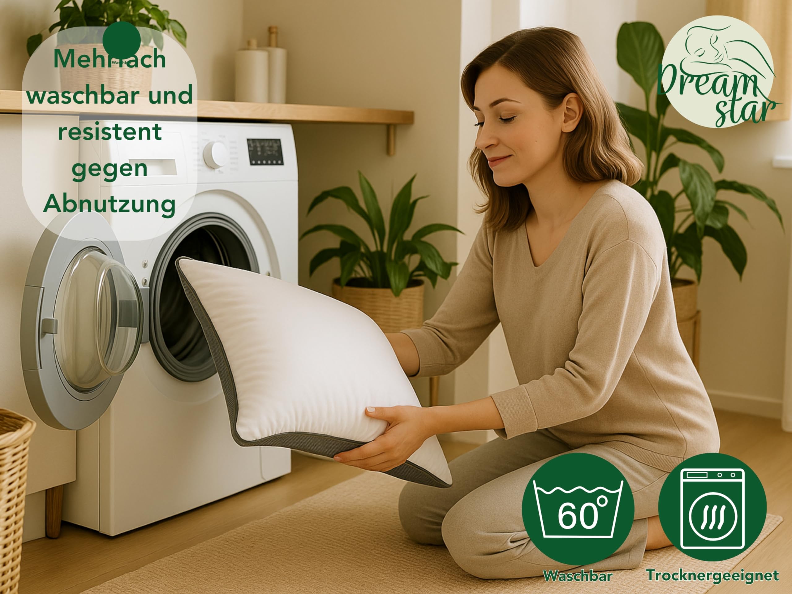 DREAMSTAR Kopfkissen Lyocell 2er Set 80x80 Wohlfühlkissen I Kissen, Nackenkissen I Schlafkissen atmungsaktiv waschbar für Allergiker I Seitenschläfer, Rückenschläfer, Bauchschläfer I Öko-TEX®