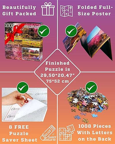 Miniatura 6 de Rompecabezas de 1000 piezas para adultos y familias, rompecabezas de fotos de paisaje de calidad HD de 20 x 30 pulgadas, piezas resistentes de
