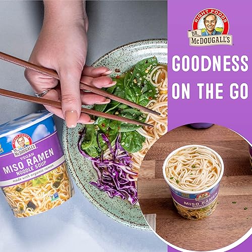 Vista 98 de Dr. McDougall's - Sopa vegana de guisantes divididos - Sin gluten - Fideos ramen - Tazas de fideos ramen instantáneos - Ramen bajo en sodio - Sin