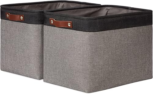 Miniatura 17 de DULLEMELO Paquete de 2 cestas de baño para inodoro, cubos de almacenamiento pequeños para organizar armarios, armarios, estantes, cestas de Asas de