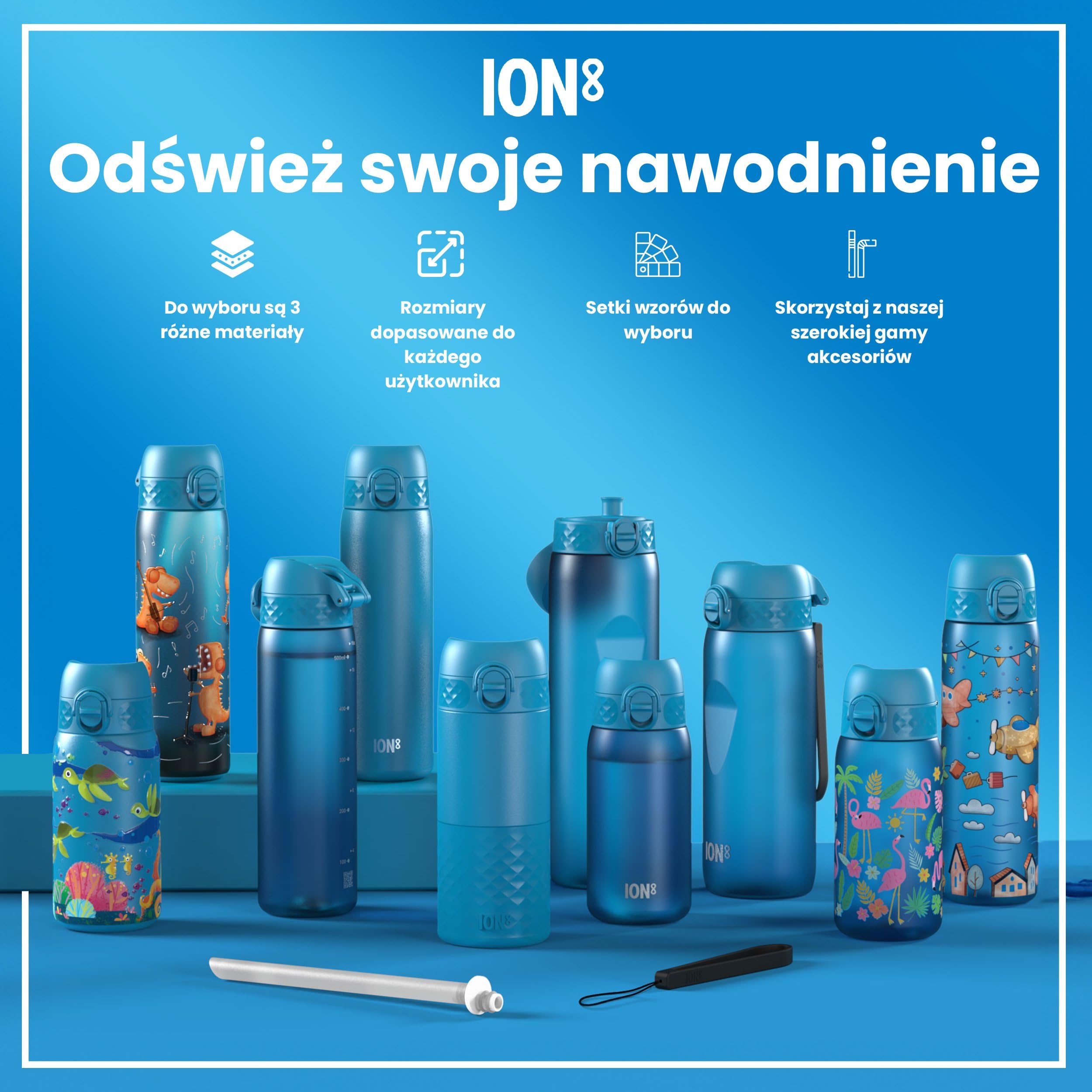 ION8 Butelka dla Dzieci, 350 ml/12 oz, Szczelna, Łatwa do Otwarcia, Bezpieczny Zamek, Można Myć w Zmywarce, Bez BPA, Uchwyt do Przenoszenia, Łatwa do Czyszczenia, Bezwonny, Trzmiele