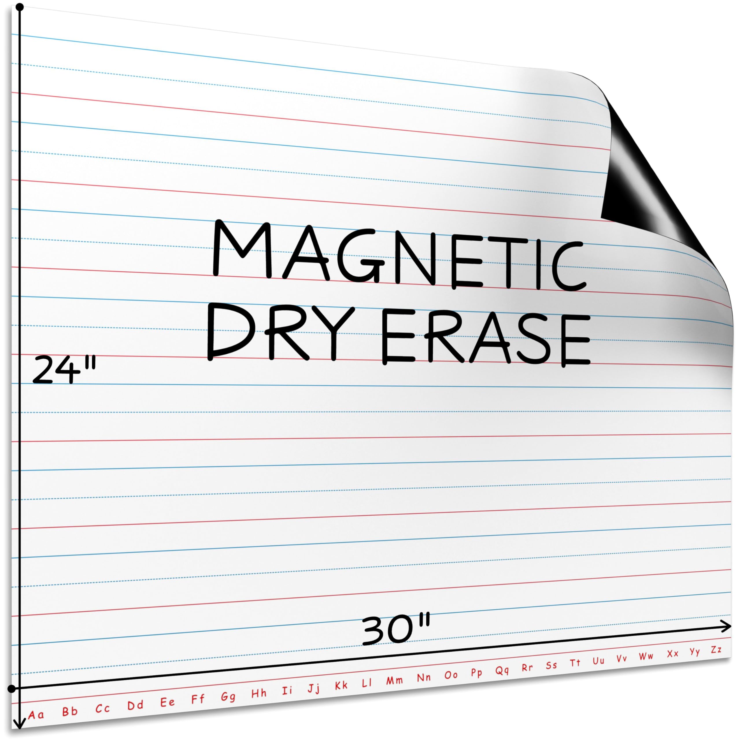 SCRIBBLEDO Taccuino magnetico gigante per aula 81,3 x 66 cm, indispensabile per insegnanti elementari cancellabili a secco, carta a righe magnetiche per lavagna bianca di terzo quinto grado scrittura
