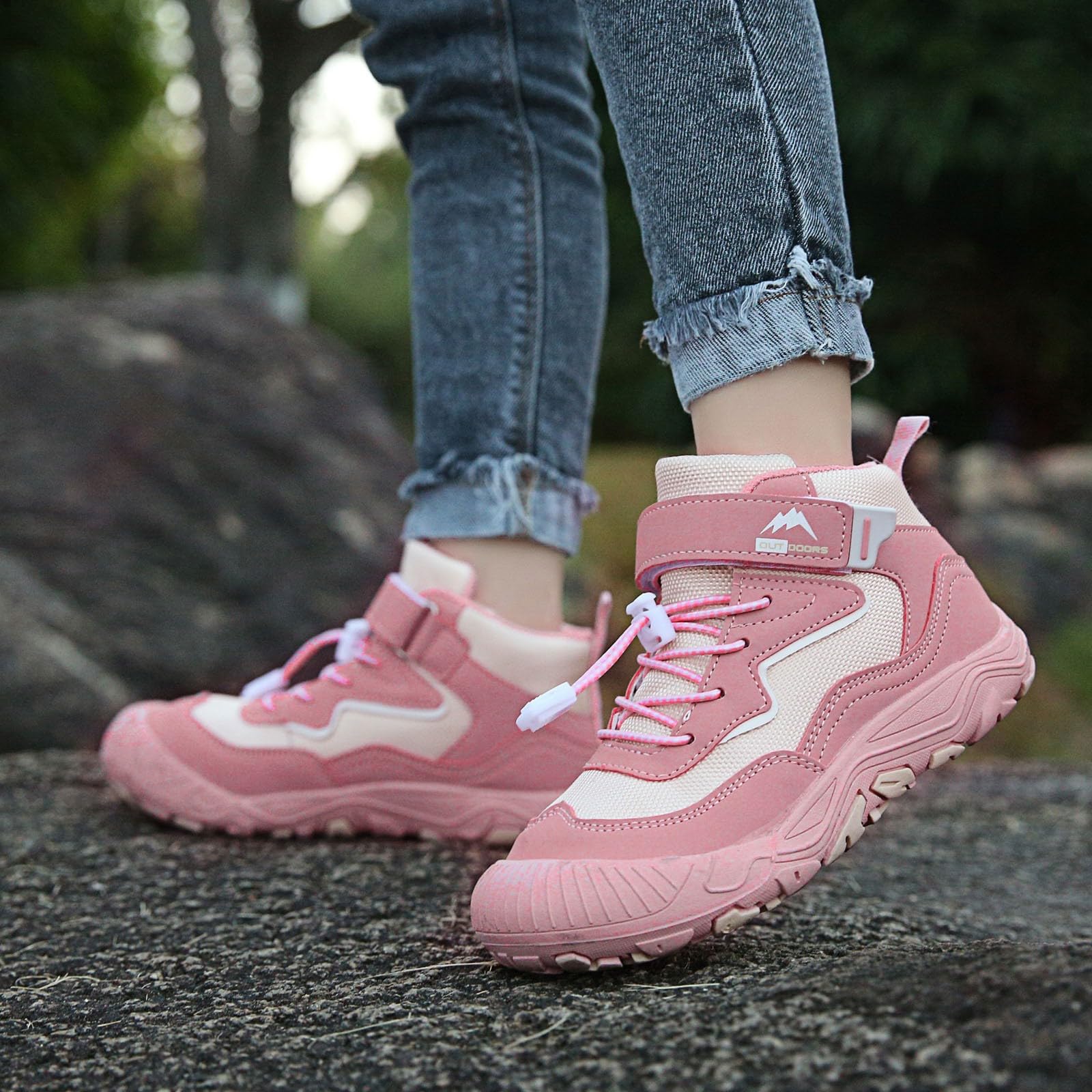 Basketballschuhe für Jungen Mädchen Wanderschuhe Trekkingschuhe Kinder Mid Shoes Anti-Collision Turnschuhe Sportschuhe Laufschuhe Atmungsaktiv Straßenlaufschuhe Outdoor rutschfest Dämpfung Sneaker