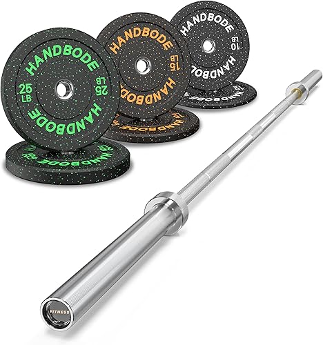 Olympic High-Bounce Bumper Plates Bench Press Barbell Weights Set 2 - Inch, 10-55 lb Rubber Weight Sets for Home Gym, Strength Training Plate