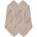 SWEET DOLPHIN Muslin Hooded Baby Bath Towels - 2 Pack 100% Cotton Towel for Babies, Infants, Toddlers - 32x32Inch - Highly Absorbent and Newborn Essential, Brown