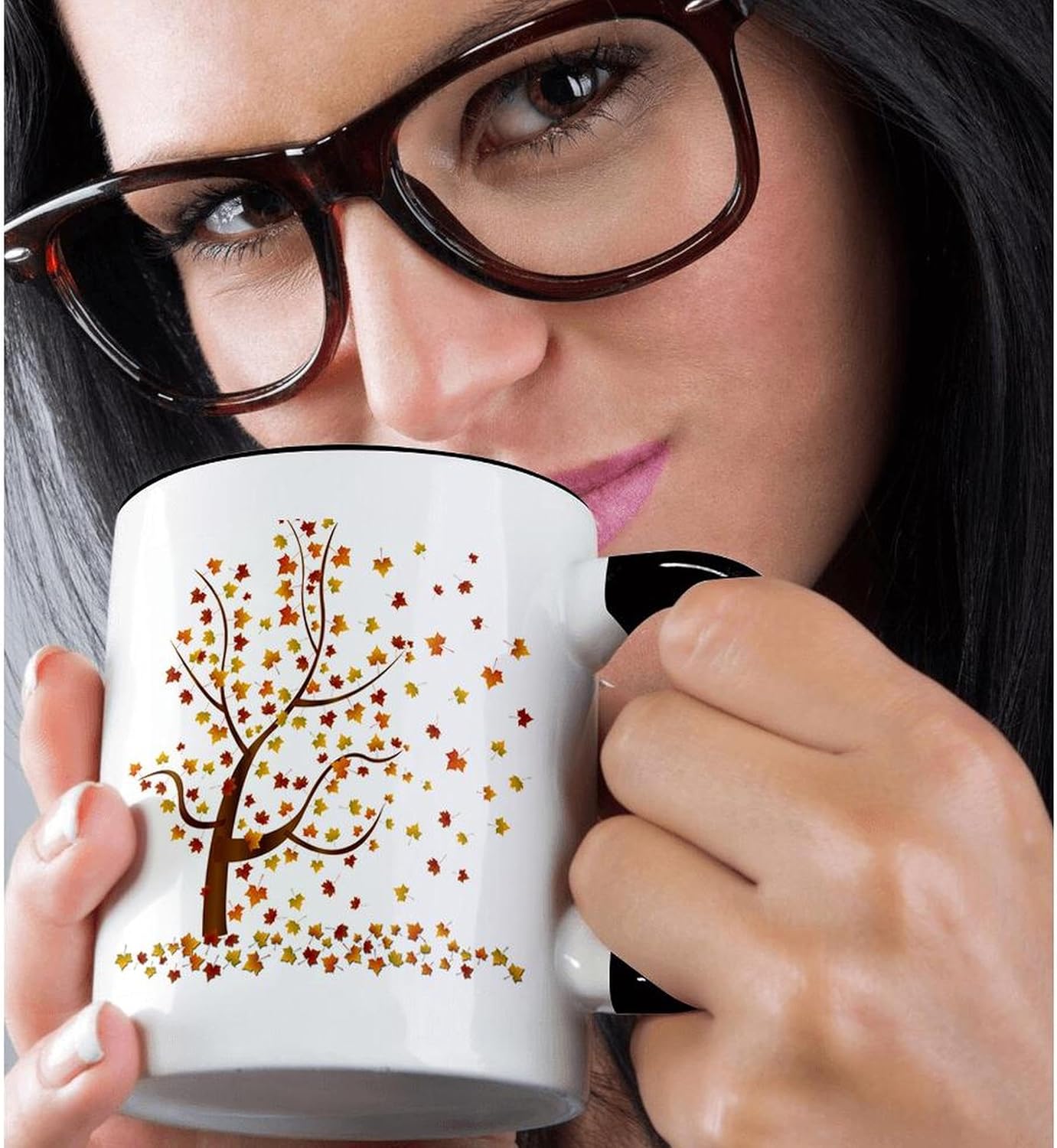 3dRose mug_62989_4 "Fall Tree with Leaves" Two Tone Black Mug, 11 oz, Multicolor - Image 2
