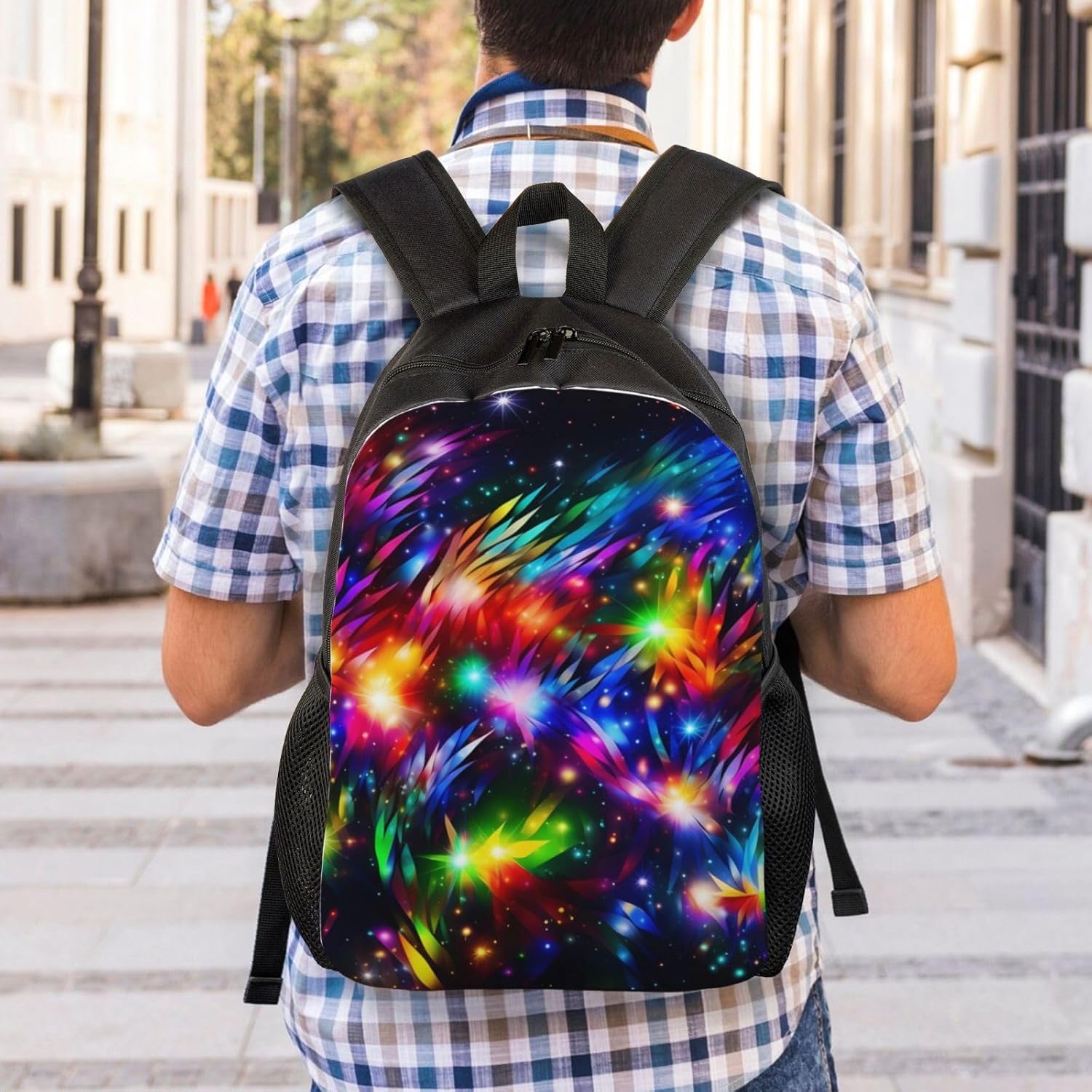 Laptop Backpack for Men Women Lightweight Backpack Bright Beautiful Colorful Art Casual Daypack with Bottle Side Pockets
