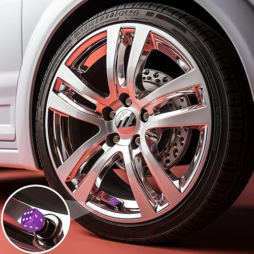 Vista 53 de 4 tapas de vástago de válvula de neumático estilo dado, con anillo de goma O, cubiertas universales de aleación de aluminio a prueba de polvo