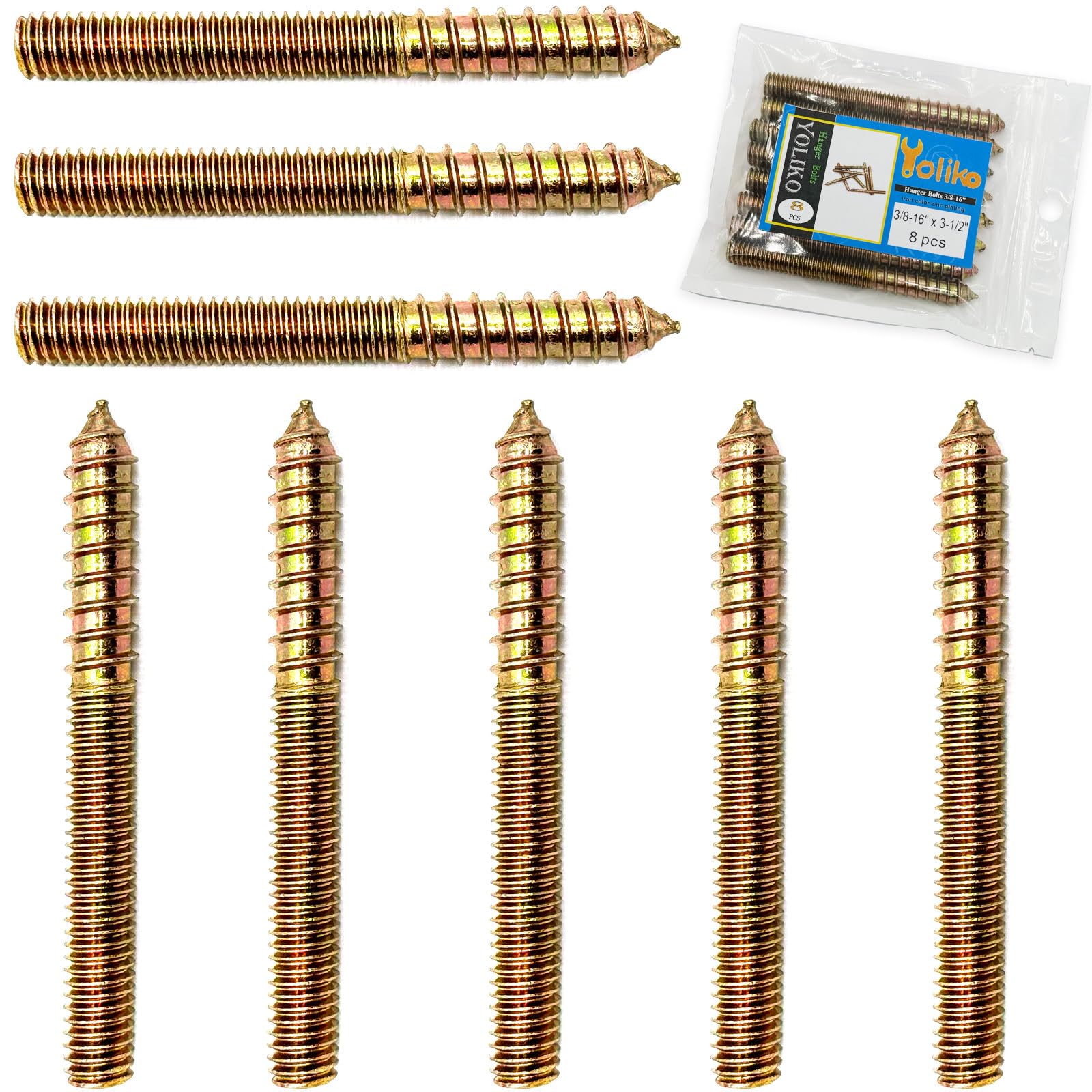 8 Pack 3/8-16 Hanger Bolts - Furniture Assembly -30