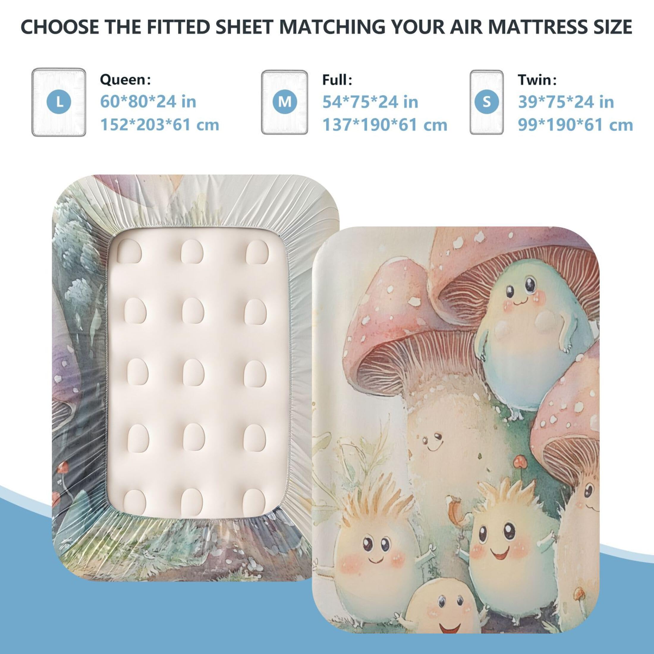 Cute Monsters - Sábana bajera ajustable individual para colchón de aire, bolsillo extra profundo de 24 pulgadas, funda suave y transpirable con apertura de válvula de cremallera para cama de