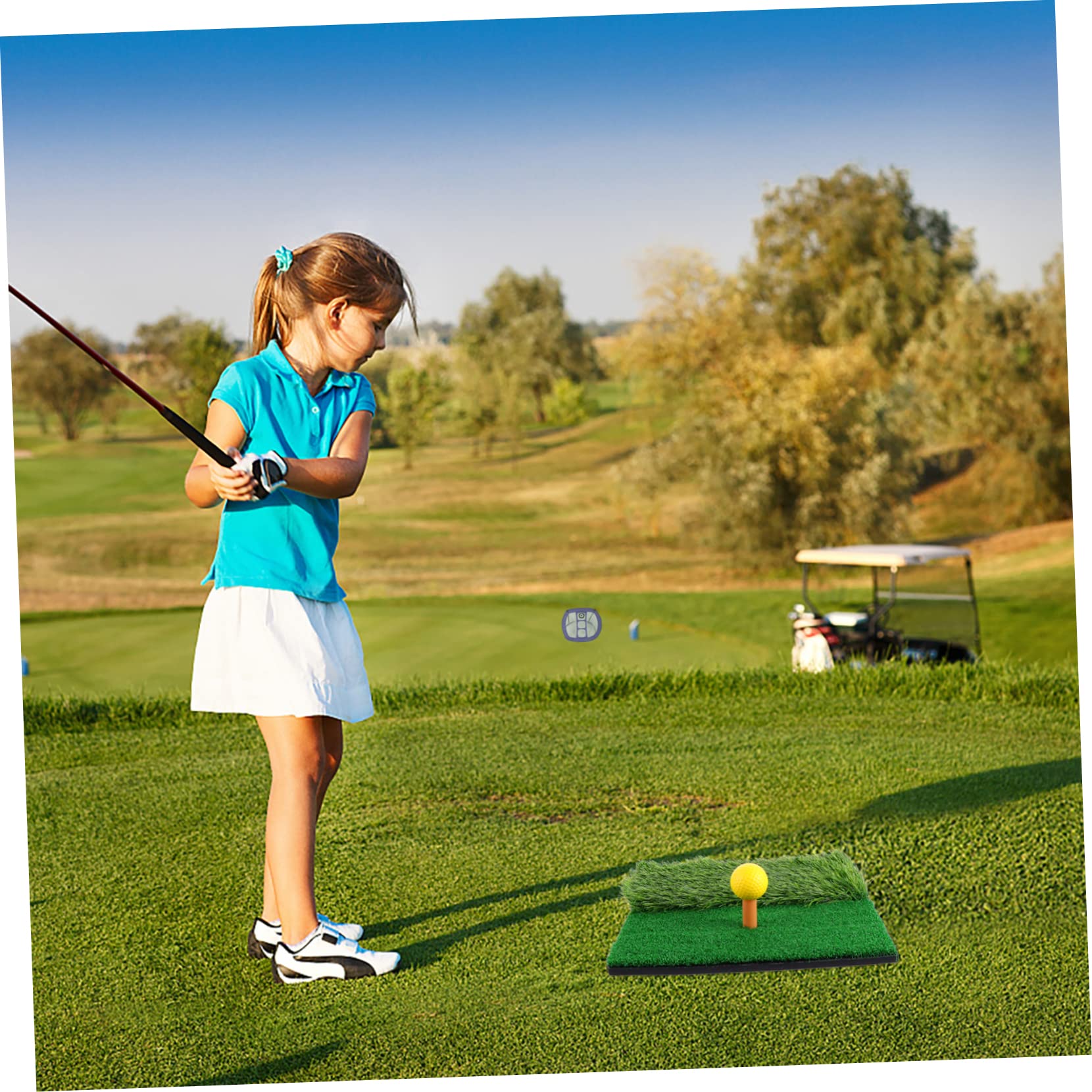 Kisangel 1set Portable Golf Practice Net Set Hitting Mat Includes Training Pad and Pu for Skill Development