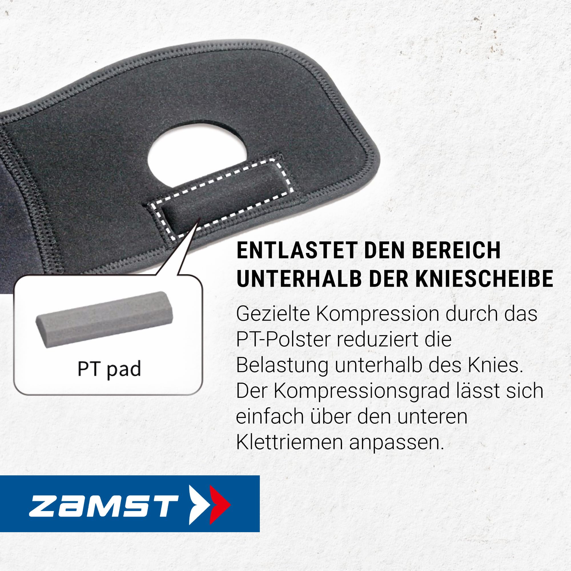 Zamst JK-1 Kniebandage - Optimierte Patellasehnenbandage - Kompressions-Bandage Knie - Ideal für Basketball, Volleyball, Fußball und Sprungsportarten