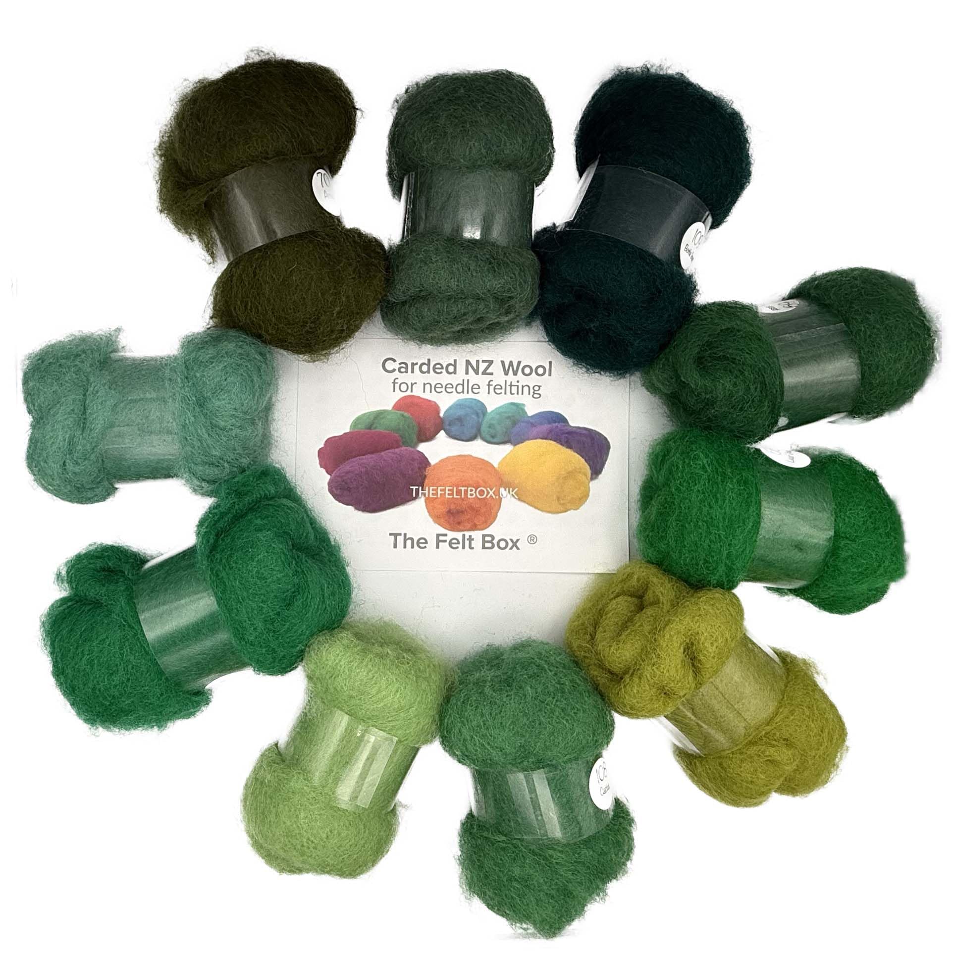 Green Shades Carded Wool for Needle & Wet Felting 200g Pack – Felt Box