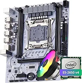 Kit QUASAR X99 H5 Placa-Mãe LGA 2011-3 + Processador E5-2650 V4, DDR4 ECC REG, M.2 NVMe, Branca (Placa + Xeon + Cooler)