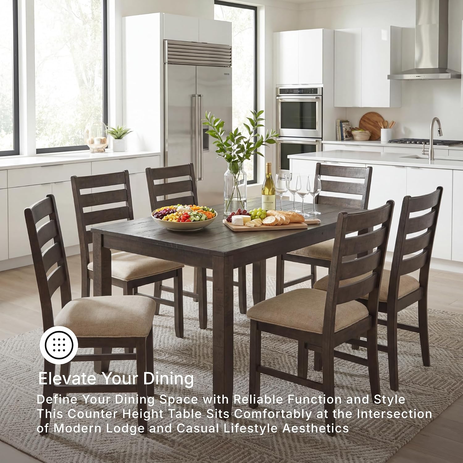 Signature Design by Ashley Rokane 7-Piece Dining Table Set for 6, Brown