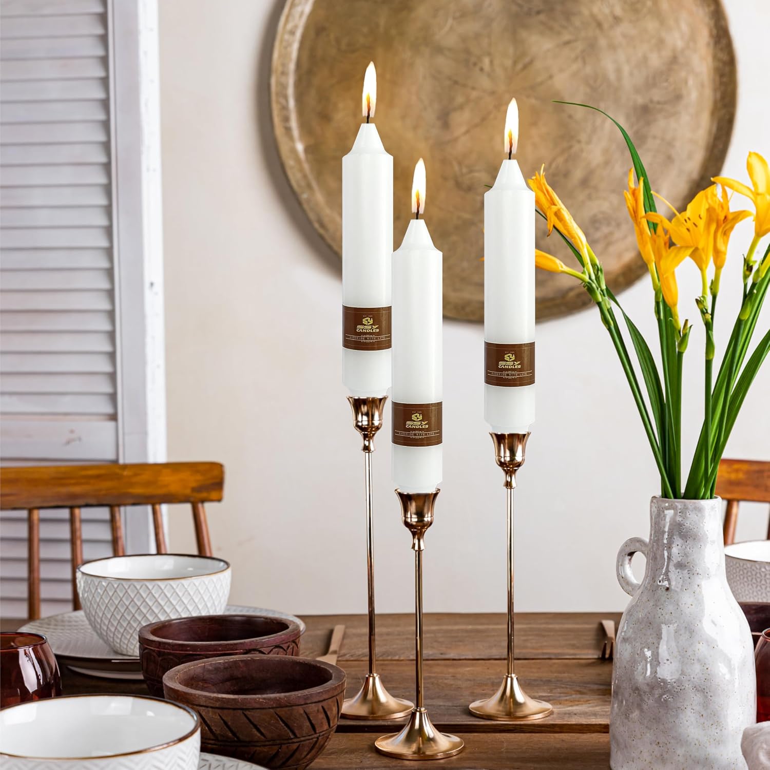 Taper Candle White Candle Sticks Unscented Candles Smokeless Candles Odorless Candle for Home Décor Weddings Festive Seasons Holiday