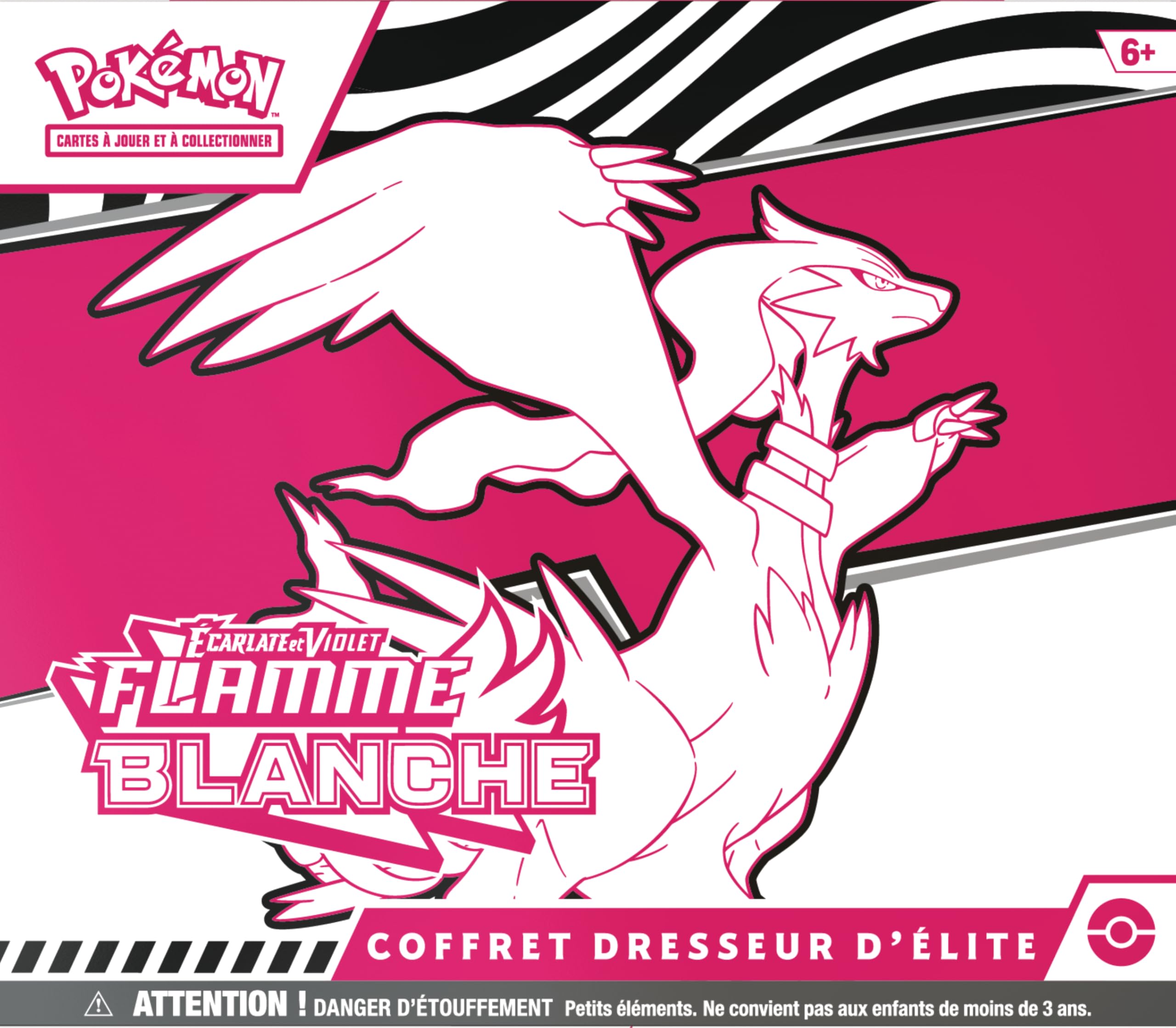 Pokémon: Coffret Dresseur d’élite Écarlate et Violet – Flamme Blanche – Reshiram (1 Carte Promo Entièrement Illustrée de Boréas, 9 Boosters et des Accessoires de Jeu Premium)