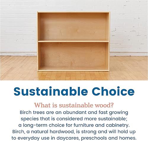 Miniatura 7 de ECR4Kids Streamline - Armario de almacenamiento con 2 estantes, 30 pulgadas, estantería para niños, color natural Natural,Blanco Cal,Gris (Grey Wash)