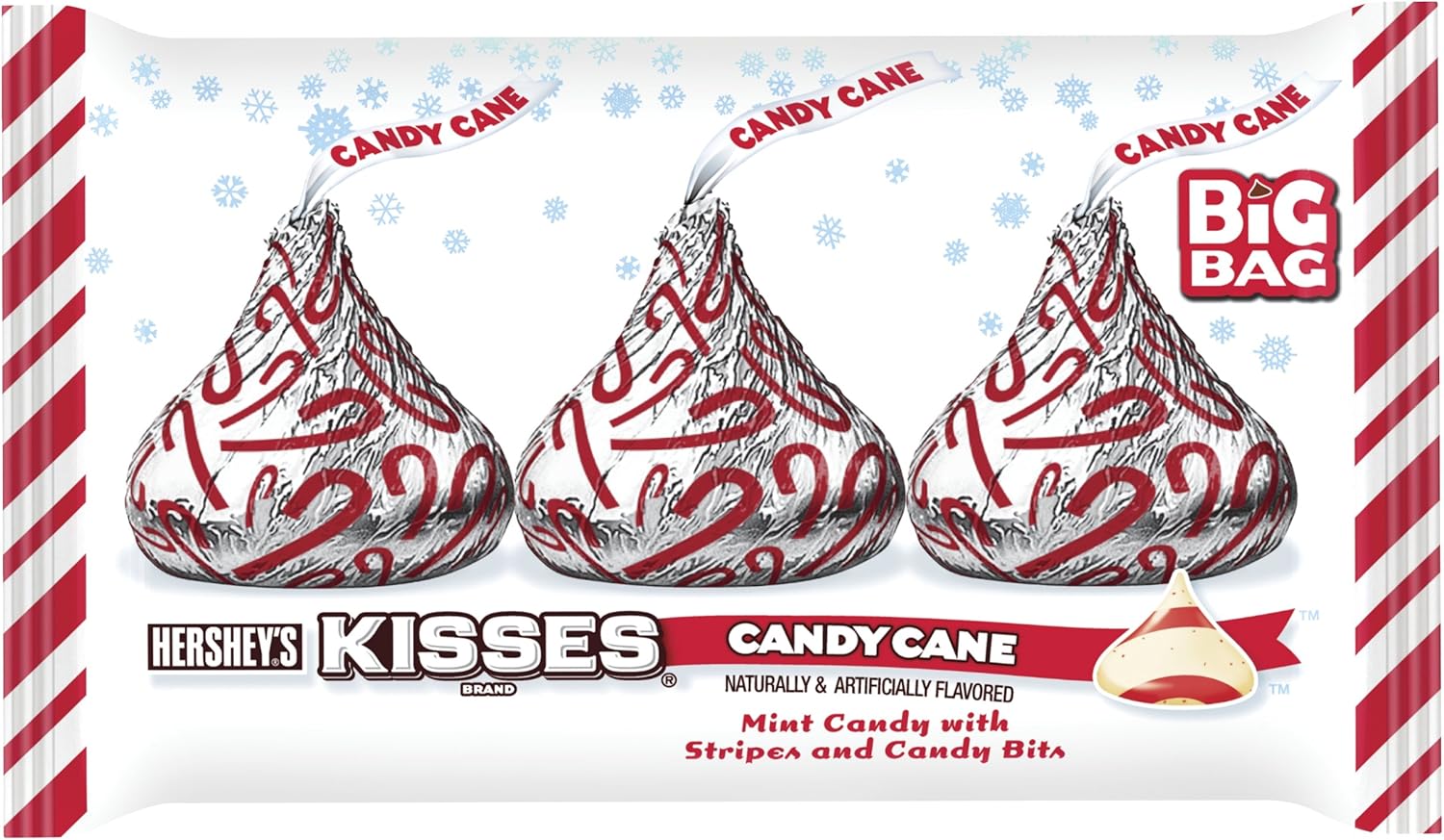 Hershey's Holiday Kisses, Candy Cane, 17.8Ounce Packages (Pack of 3
