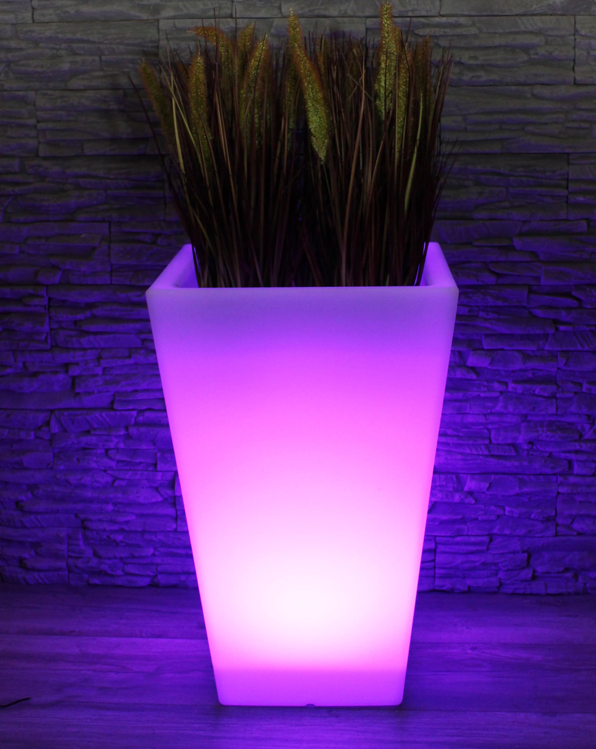 Arnusa Vaso da fiori grande a LED 69,5 x 45 cm illuminato RGB con telecomando PL409S vaso da fiori moderno vaso da fiori batteria e cavo di alimentazione interno § esterno