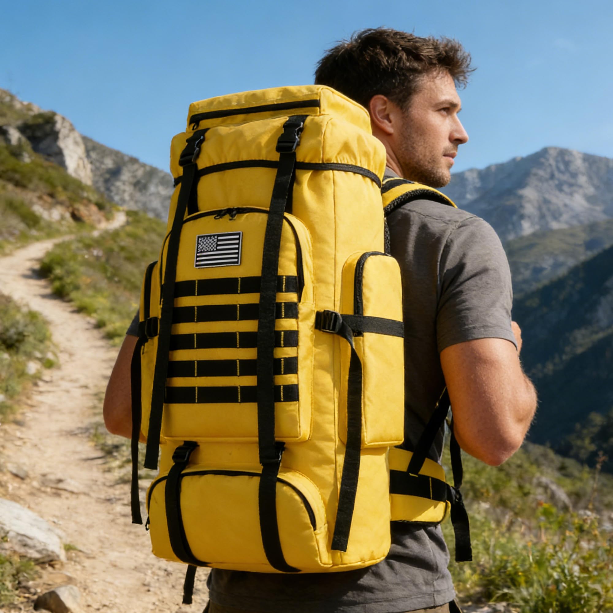 Wanderrucksack für Herren, 70 l/100 l, Camping-Rucksack, Militärrucksack, Molle-Rucksack, 3 Tage Assault Pack zum Klettern
