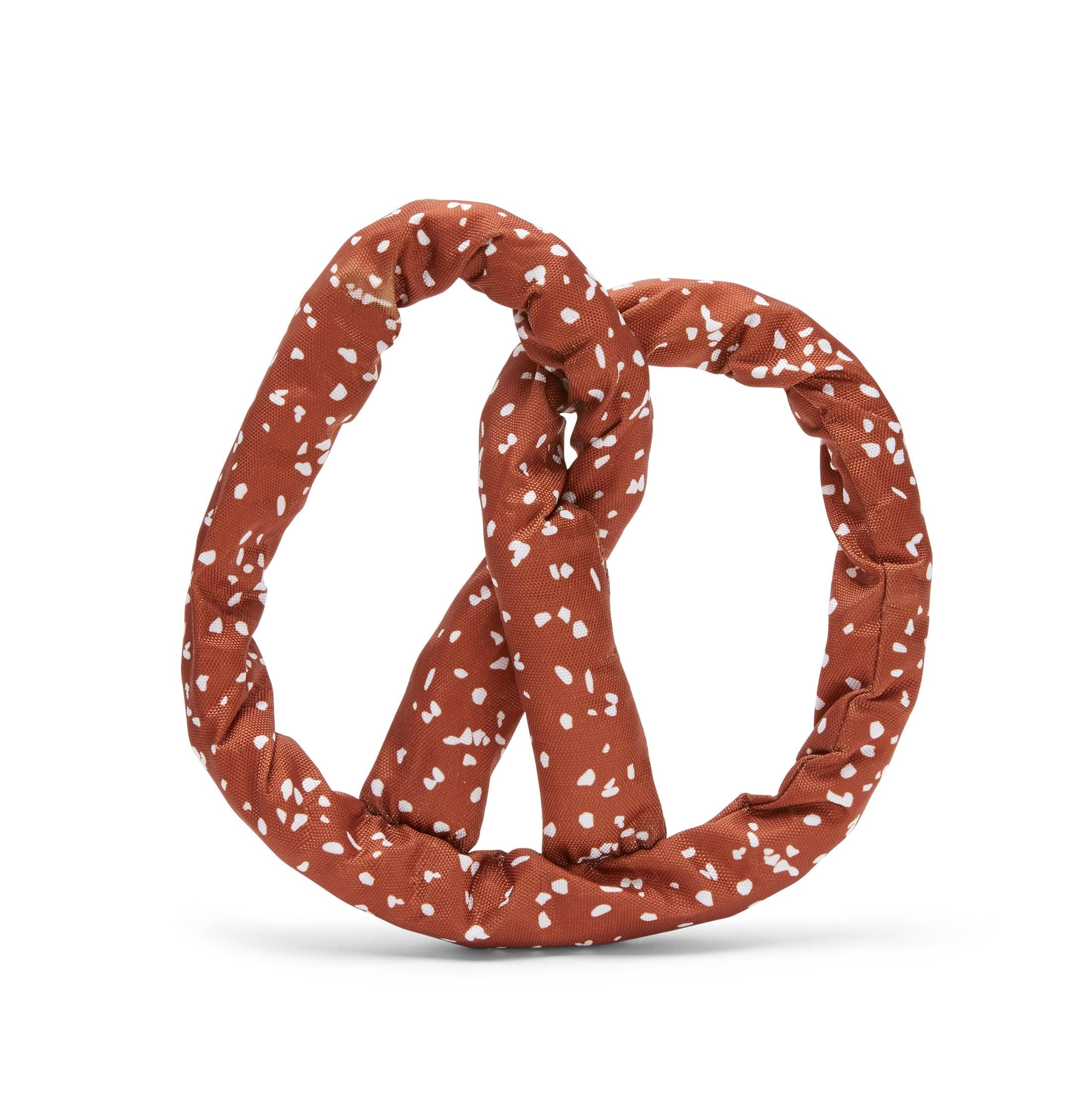 Barkbox BARK Paula's Park Slope Pretzel Dog Toy, Brown with White Spots, Medium Size, Plush