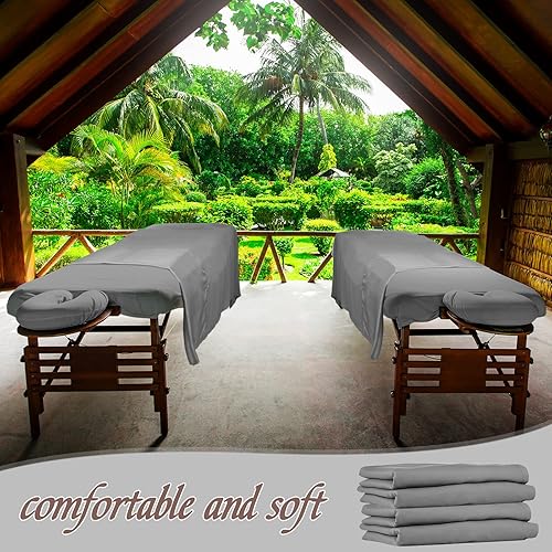 Miniatura 2 de Oudain Juego de 2 sábanas de microfibra suave para mesa de masaje, resistente al aceite y a las arrugas, juego de 3 piezas de suministros de terapia