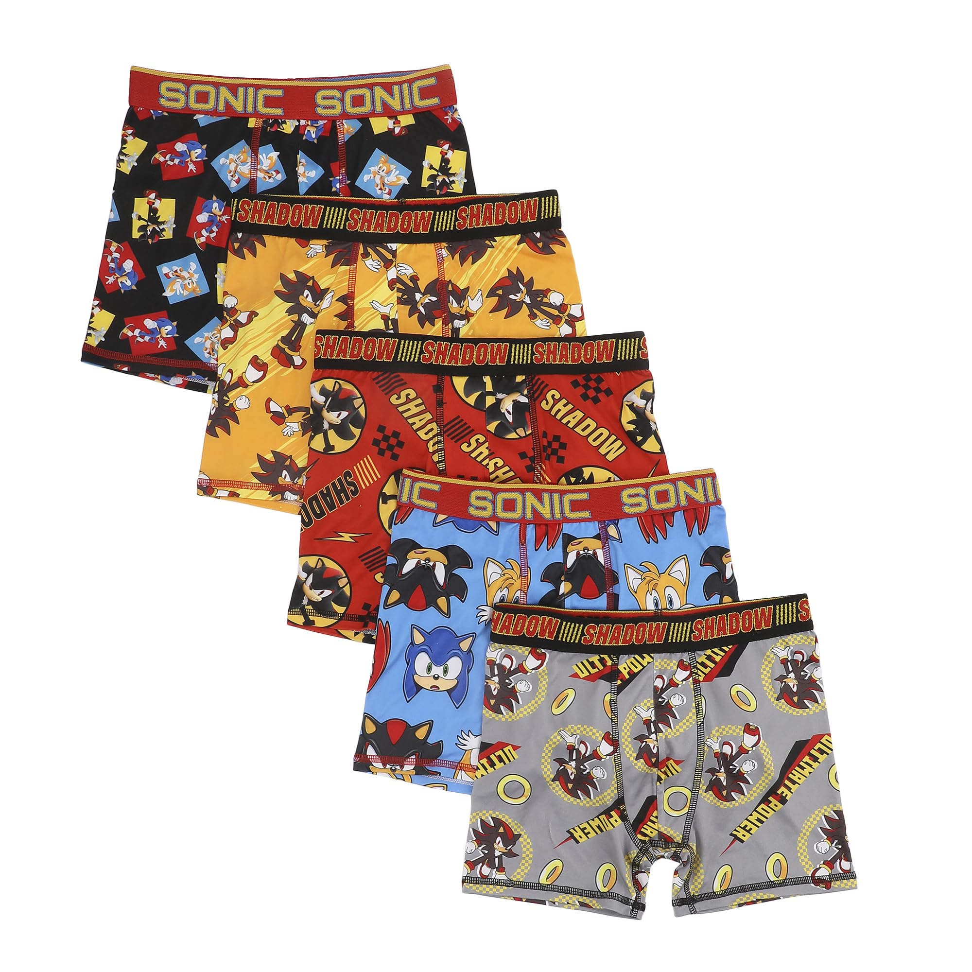 Bioworld Sonic the Hedgehog Modern All-Over Prints Boys Boxer Briefs Multipack 5 Pack